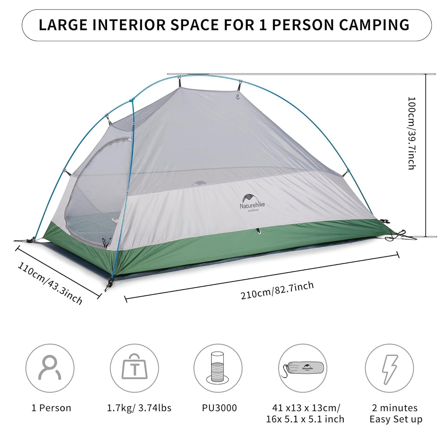 Naturehike Cloud-Up 1/2/3 Person Backpacking Tent Lightweight Waterproof