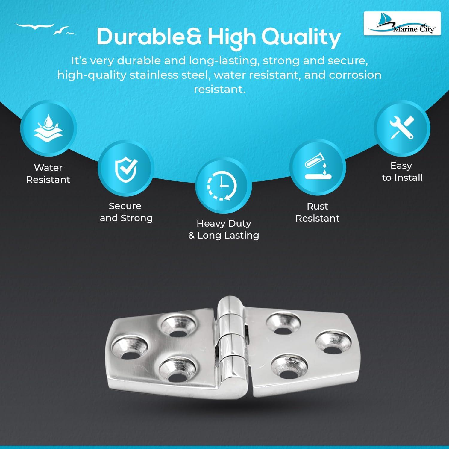 Marine City Pair of Stainless-Steel Marine Hatch Strap Hinge7-1/4" 1-5/8"
