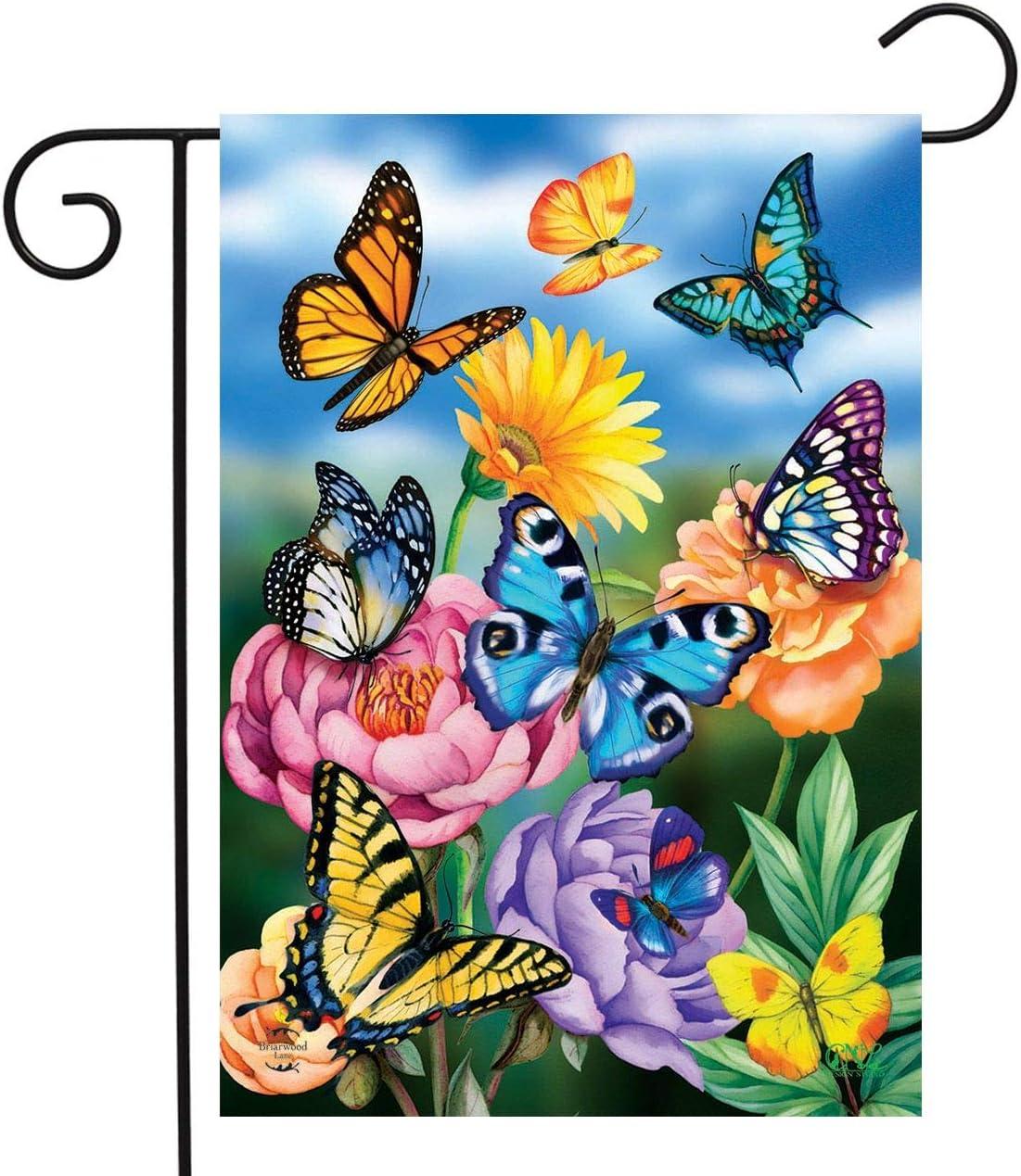 Butterflies InThe Garden Spring Garden Flag Floral Butterfly 18" x 12.5" Briarwood Lane