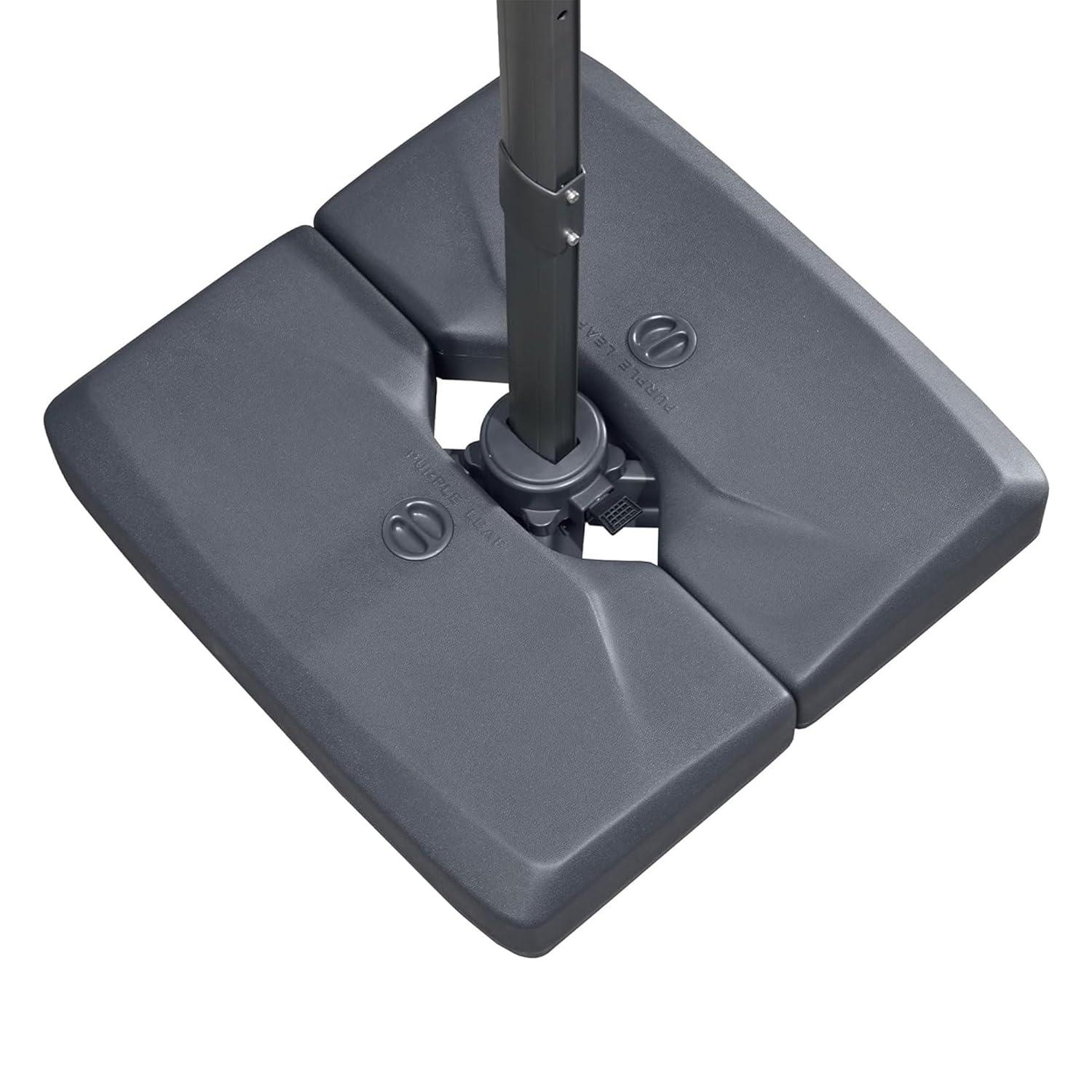 PURPLE LEAF 264 lBS Heavy Duty Patio Umbrella Base XBS540 Deck Offset Cantilever Umbrella Base Sand/Water Filled Square for Outdoor Gardern Backyard