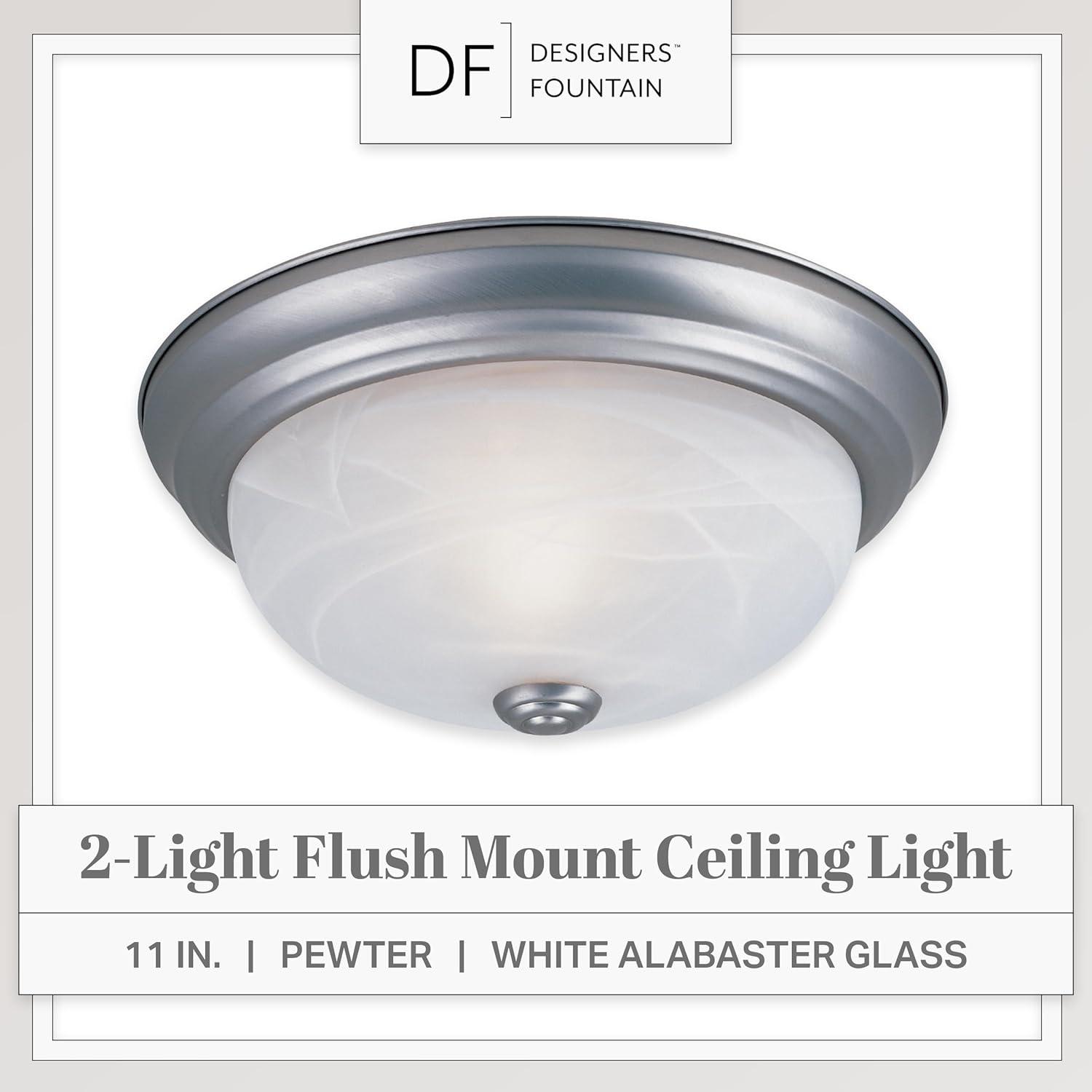 Designers Fountain 11 inch 2-Light Pewter Flush Mount Ceiling Light, 1257S-PW-AL