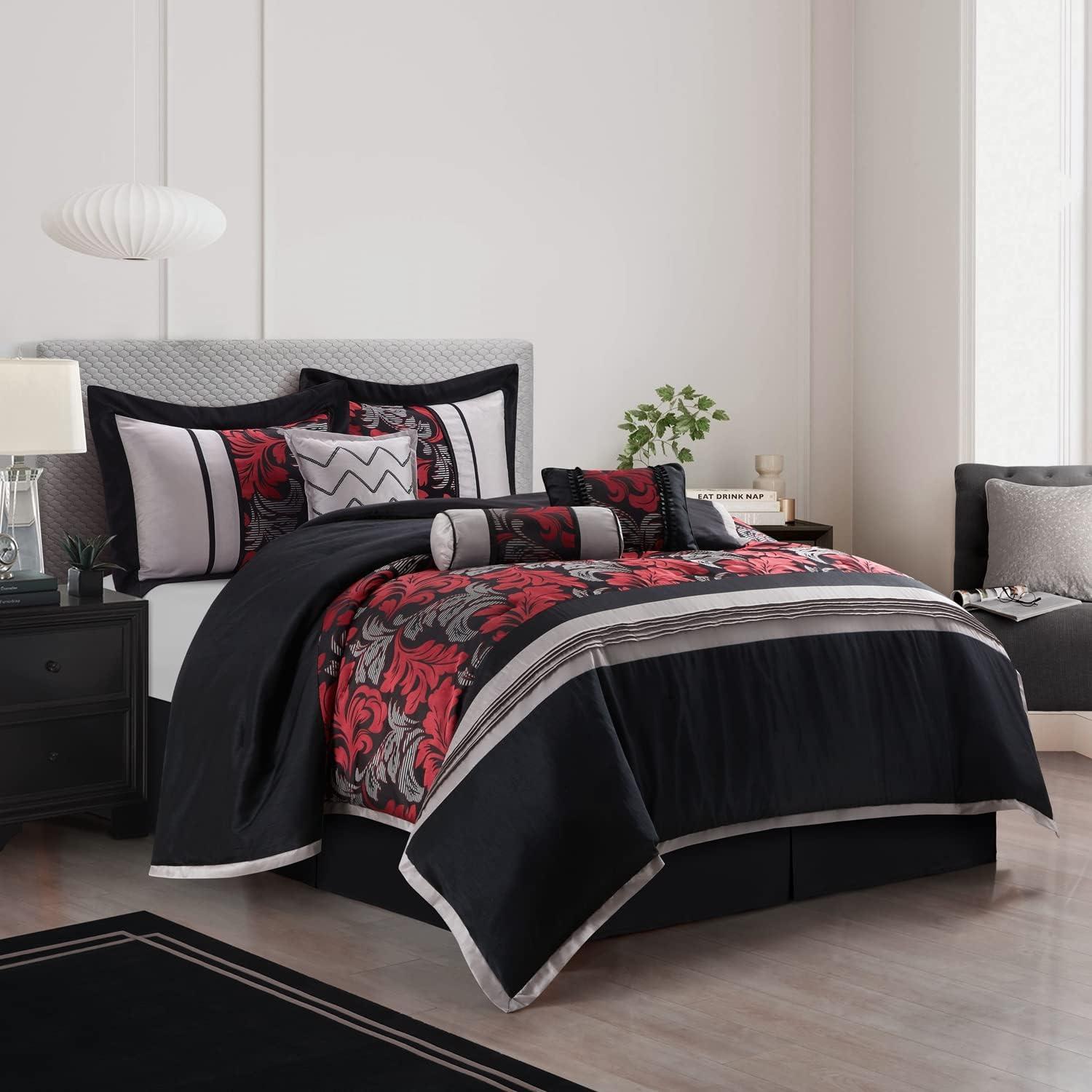 Nanshing America, Inc Pierre 7 Piece Luxury Glam Comforter Set