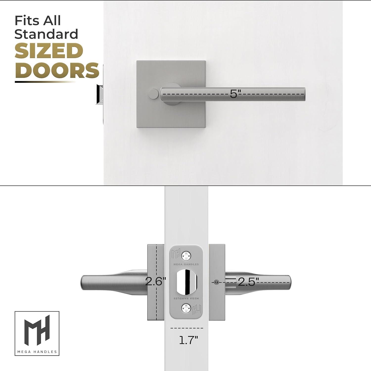 Mega Handles PRIME PRIVACY Reversible Interior Door Lever for Bedrooms, Bathroom & Hallway | Modern Stainless Door Locks