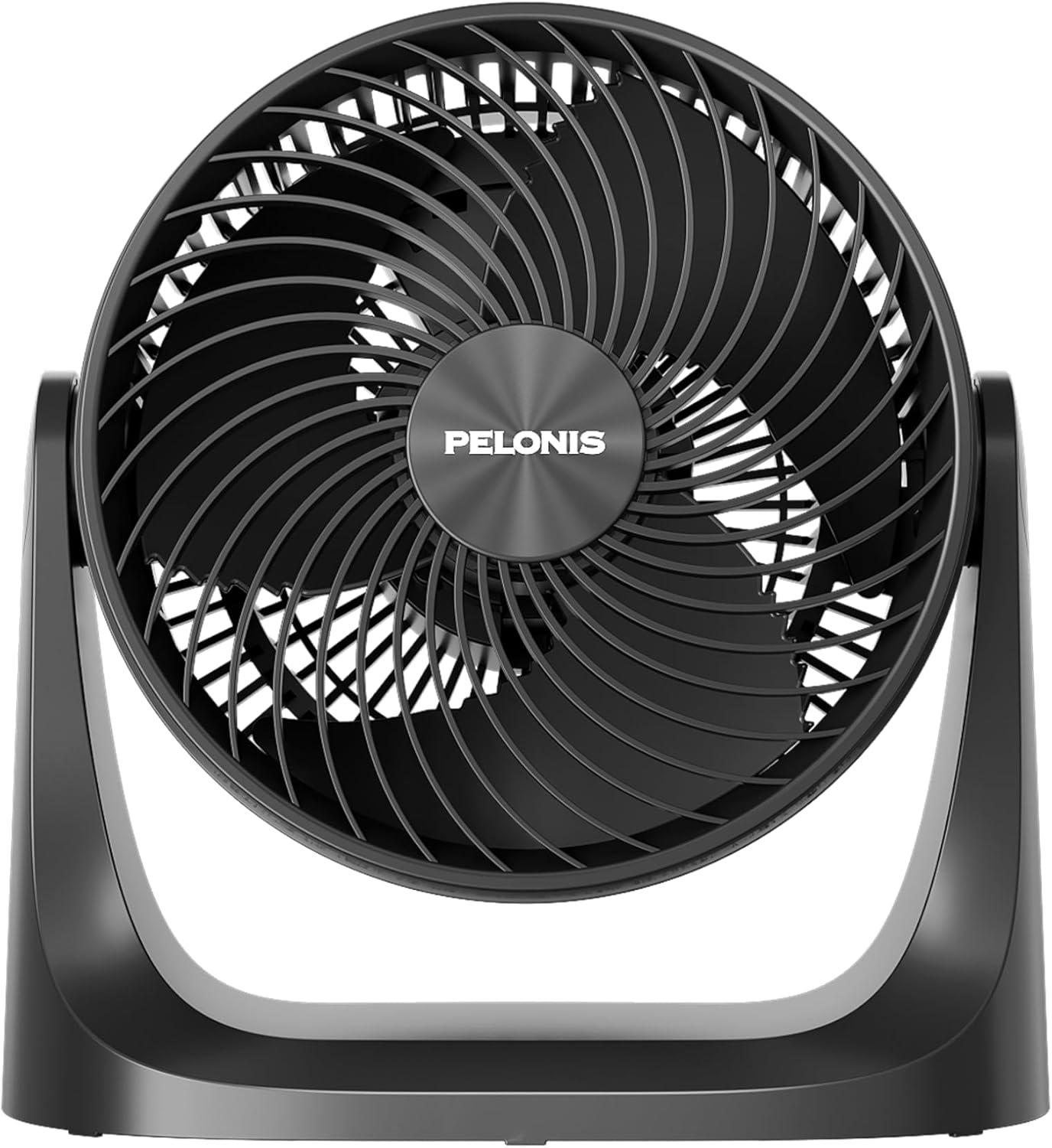 Pelonis 3 Speed Small Room Air Circulator Fan with 7-inch Blade, Table Fan with 100° Adjustable Head Tilt - White Noise Fan for Bedroom -Bedside Fan for College Dorm Room, Black