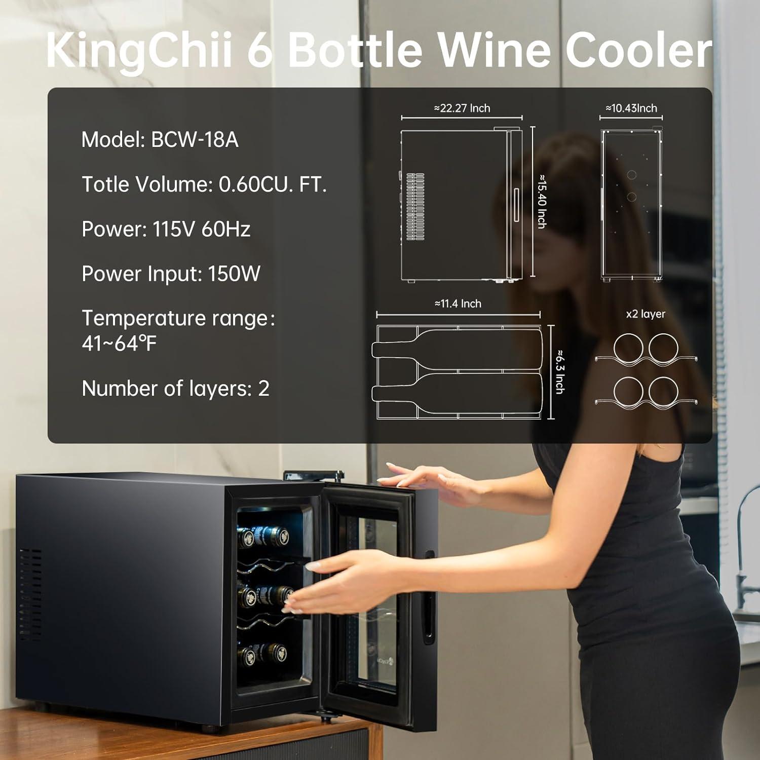 Ivation 18 Bottle Wine Cooler Fridge, Compressor Refrigerator W/Lock