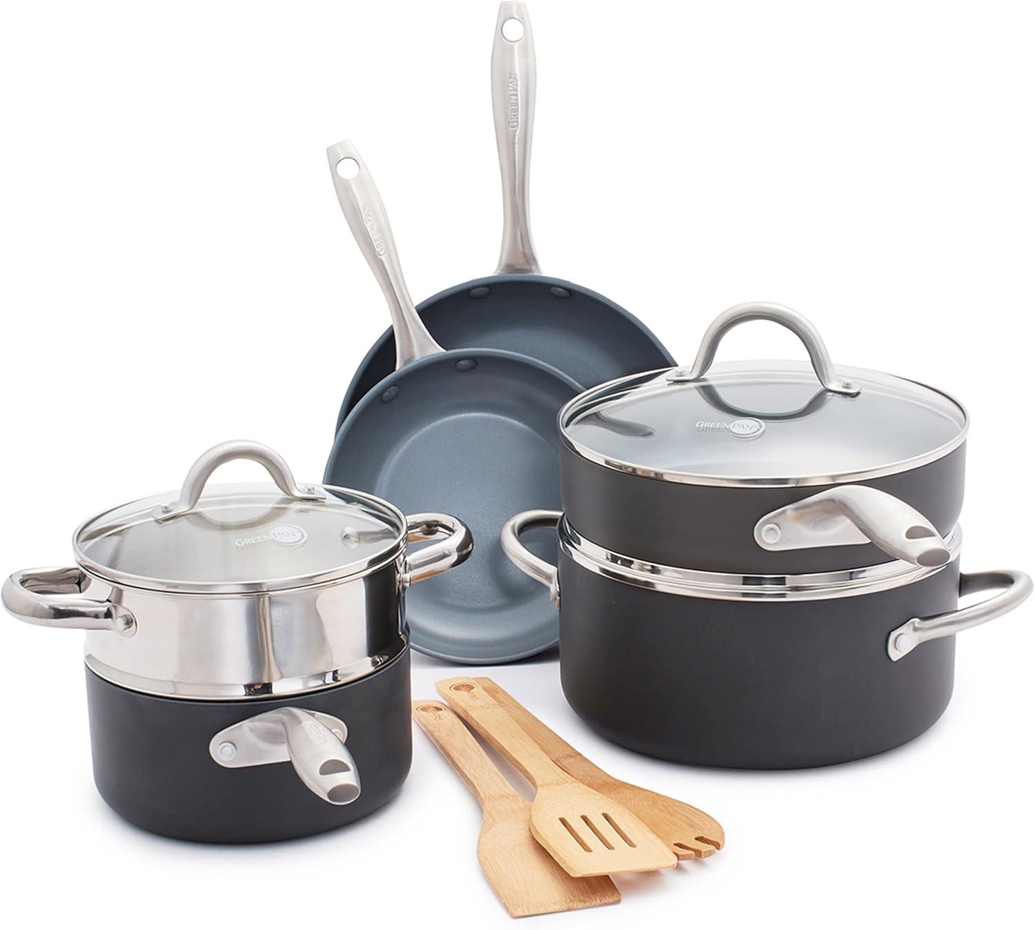 GreenPan Lima Hard-Anodized Healthy Ceramic Nonstick 12 Piece Cookware Set