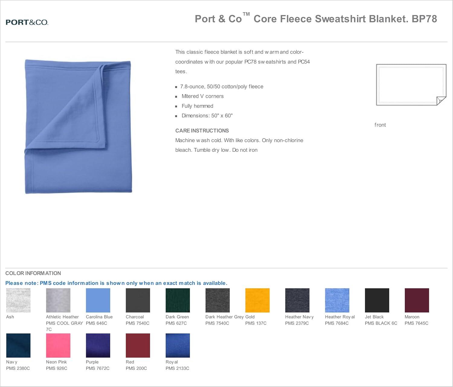 Port & Company Core Fleece Sweatshirt Blanket - Neon Pink