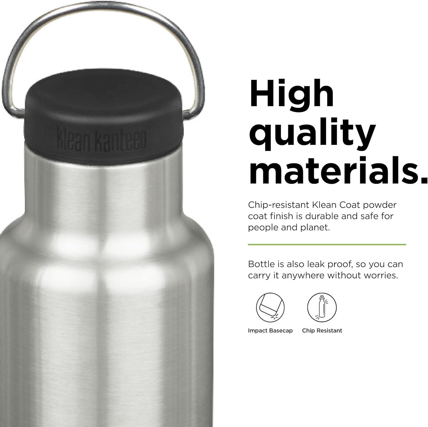 Klean Kanteen 20 Oz Classic Loop Top Brushed Stainless