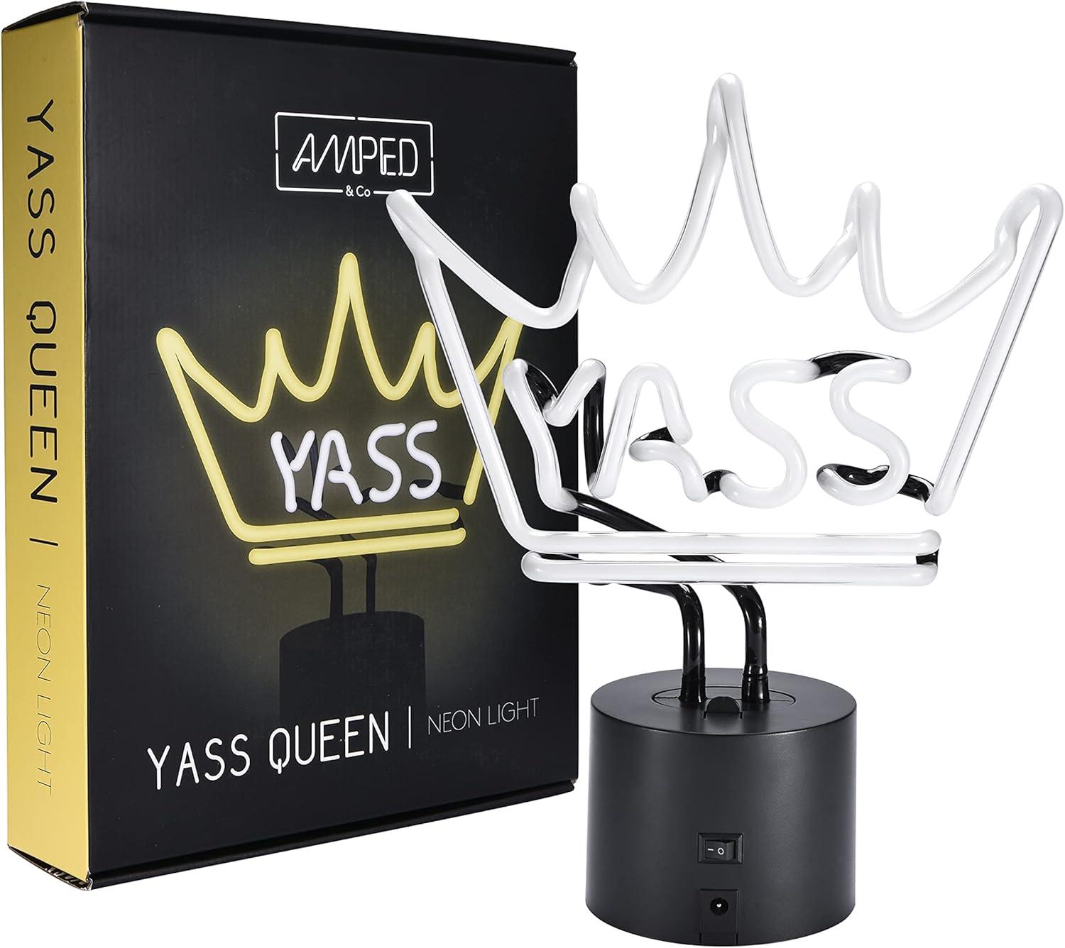 YASS Queen Yellow and White Neon Crown Desk Lamp