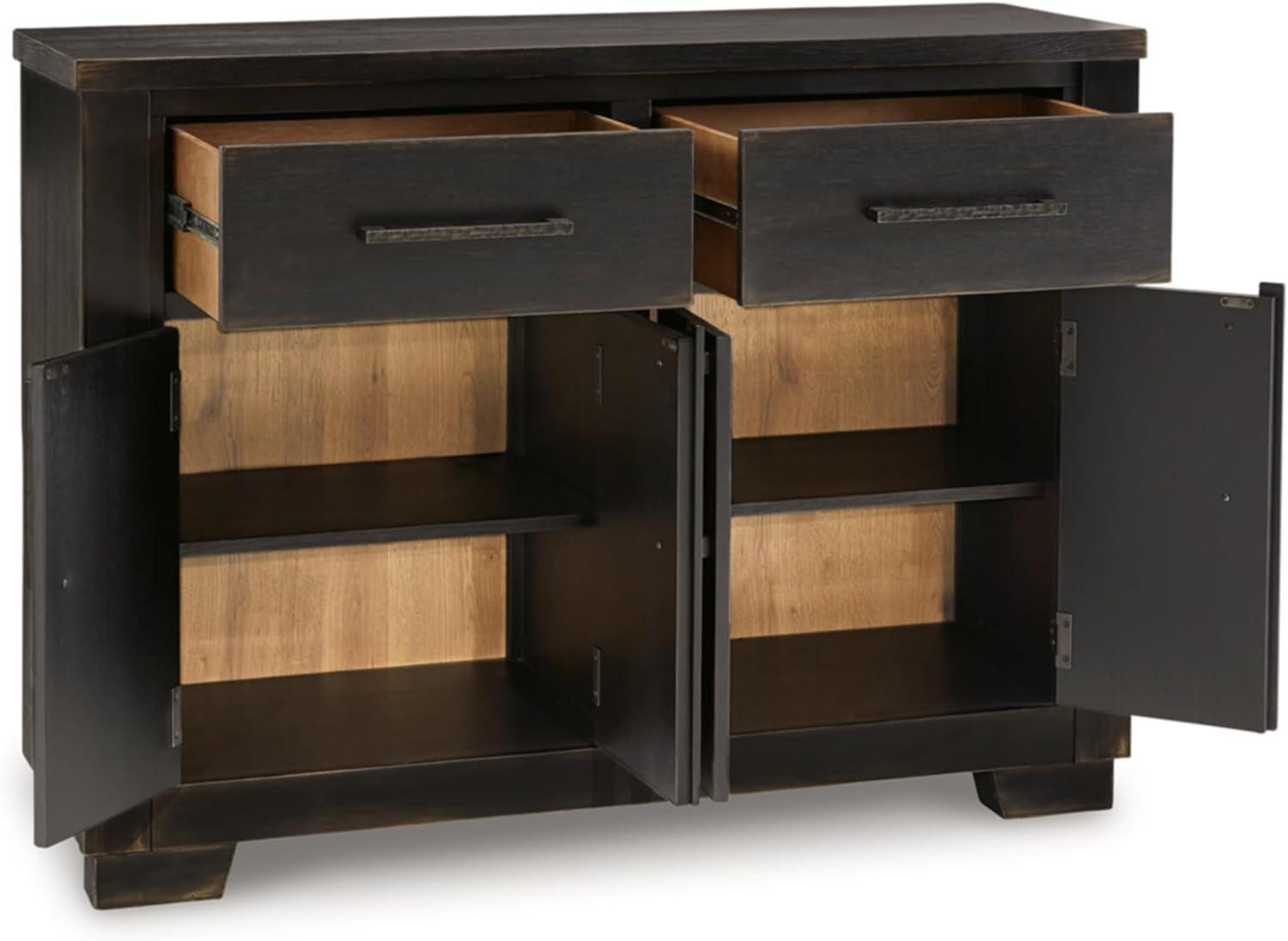 Black Modern Hardwood Dining Buffet with Adjustable Shelves