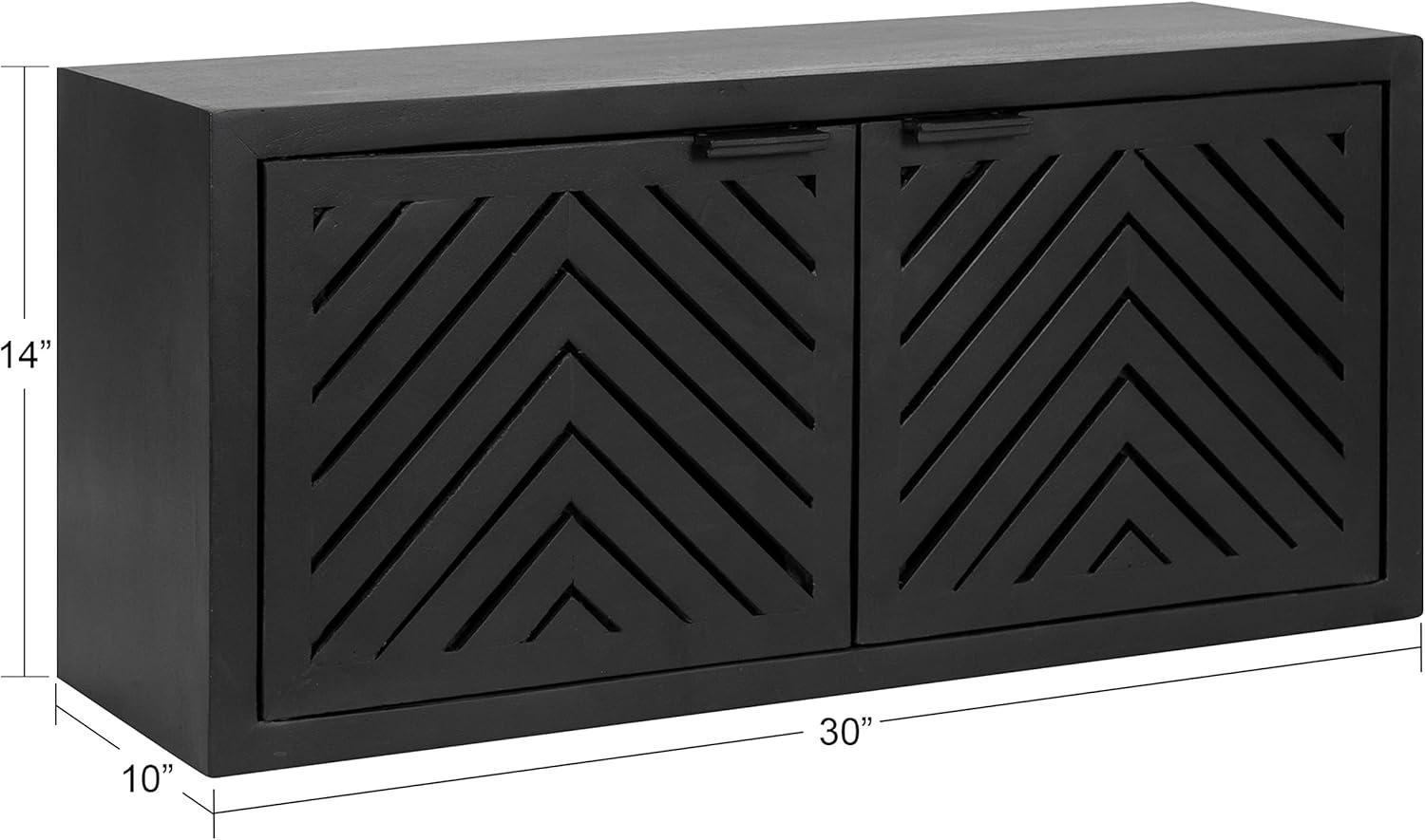 Black Mango Wood 2-Door Wall Cabinet, 30x10x14