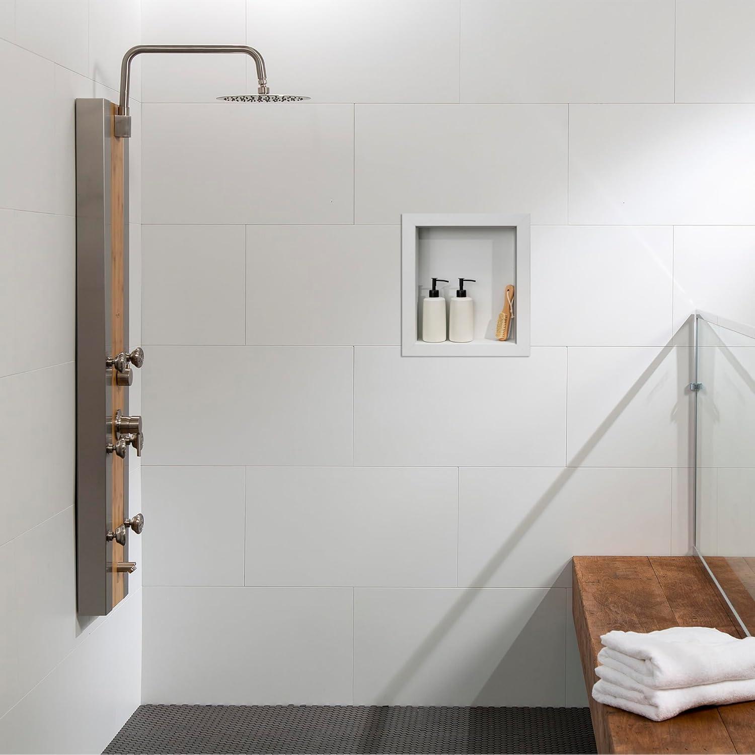 Palisade 17.5 in. x 15.5 in. Vinyl Waterproof Shower Niche Insert