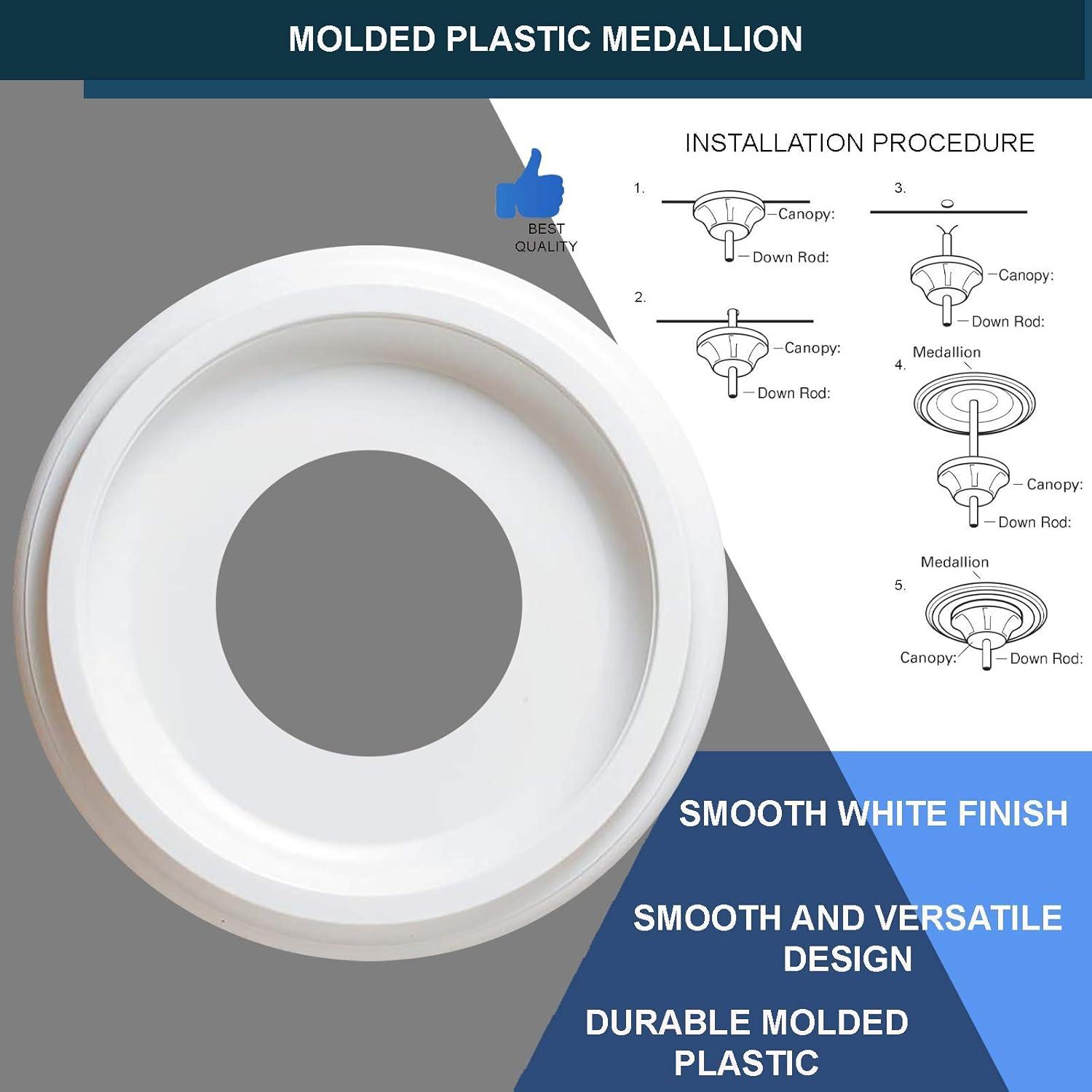 9.75-Inch Smooth White Plastic Ceiling Medallion Set