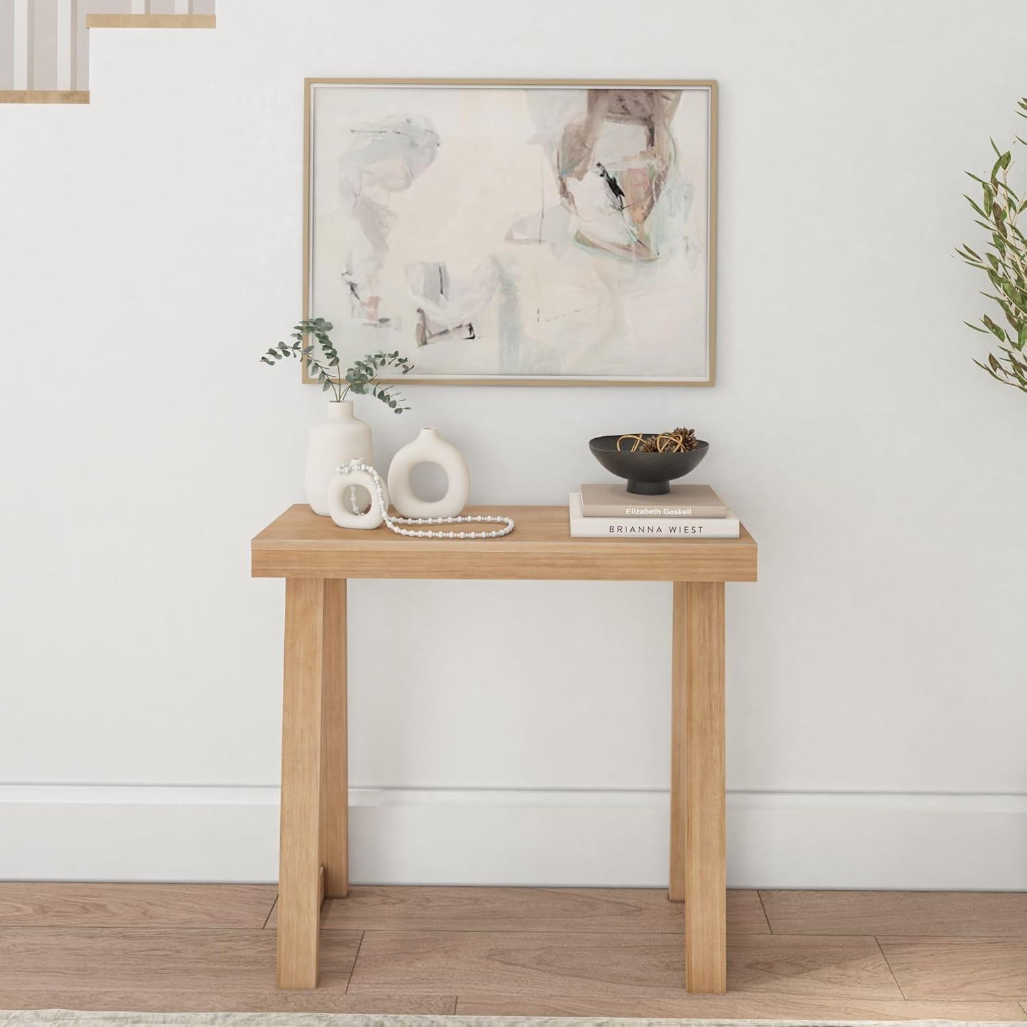 Plank+Beam 36” Solid Wood Console Table, Classic Farmhouse Style Sofa Table, Narrow Entryway Table for Hallway