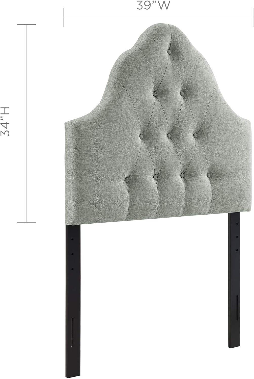 Gray Twin Upholstered Tufted Scallop Headboard