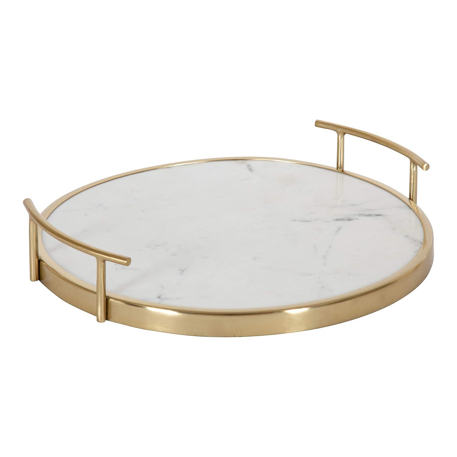 Kate and Laurel Marbury Tray, 14" Diameter, Gold