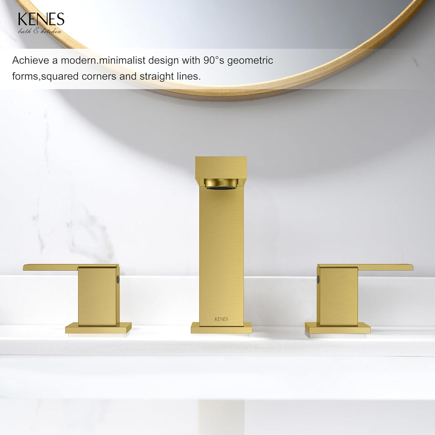 Brushed Gold Stainless Steel Double Handle Bathroom Faucet