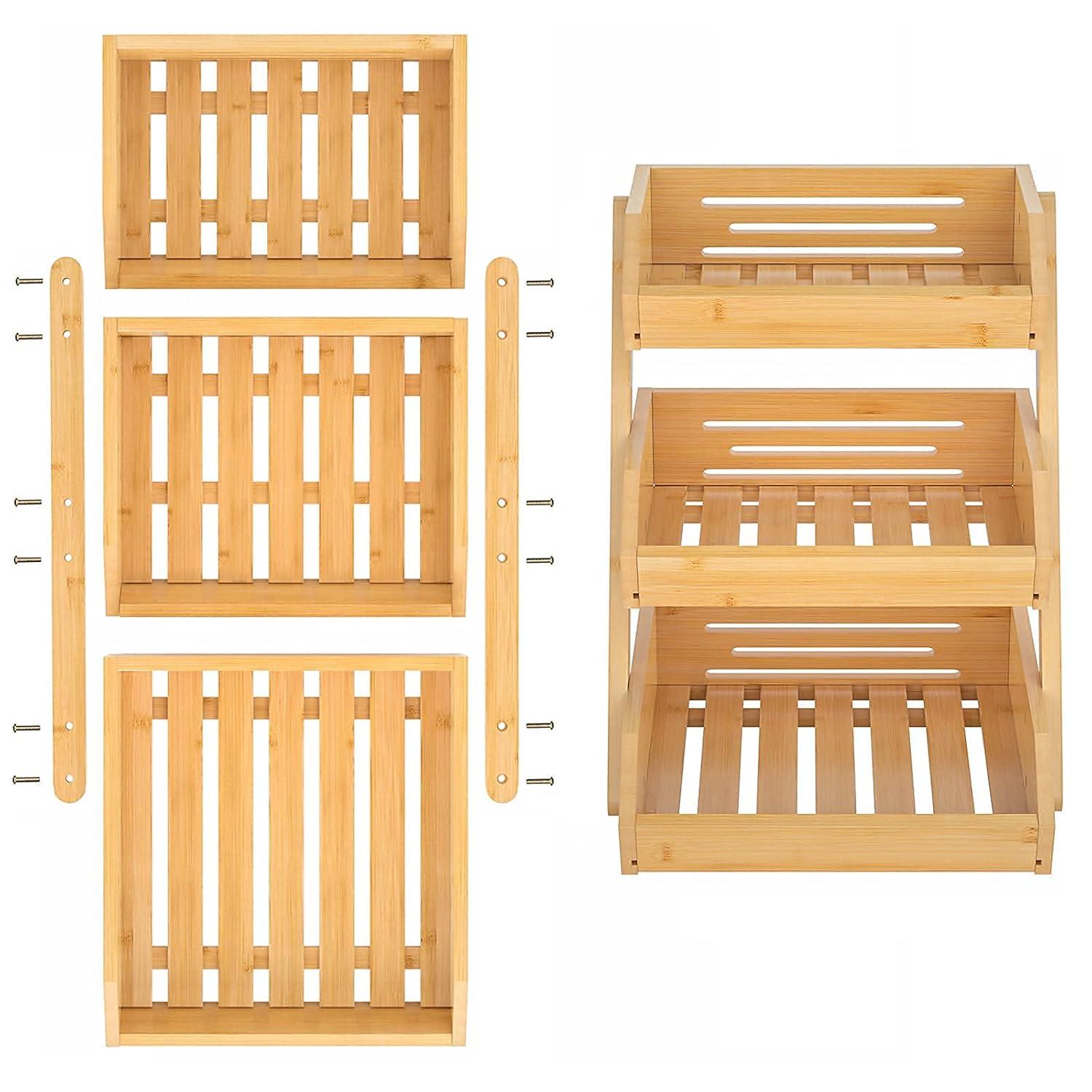 3 Tier Wooden Fruit Basket For Kitchen, Bread Vegetable Fruit Basket Bowl Stand, Farmhouse Fruit Bowl for Countertop, Large