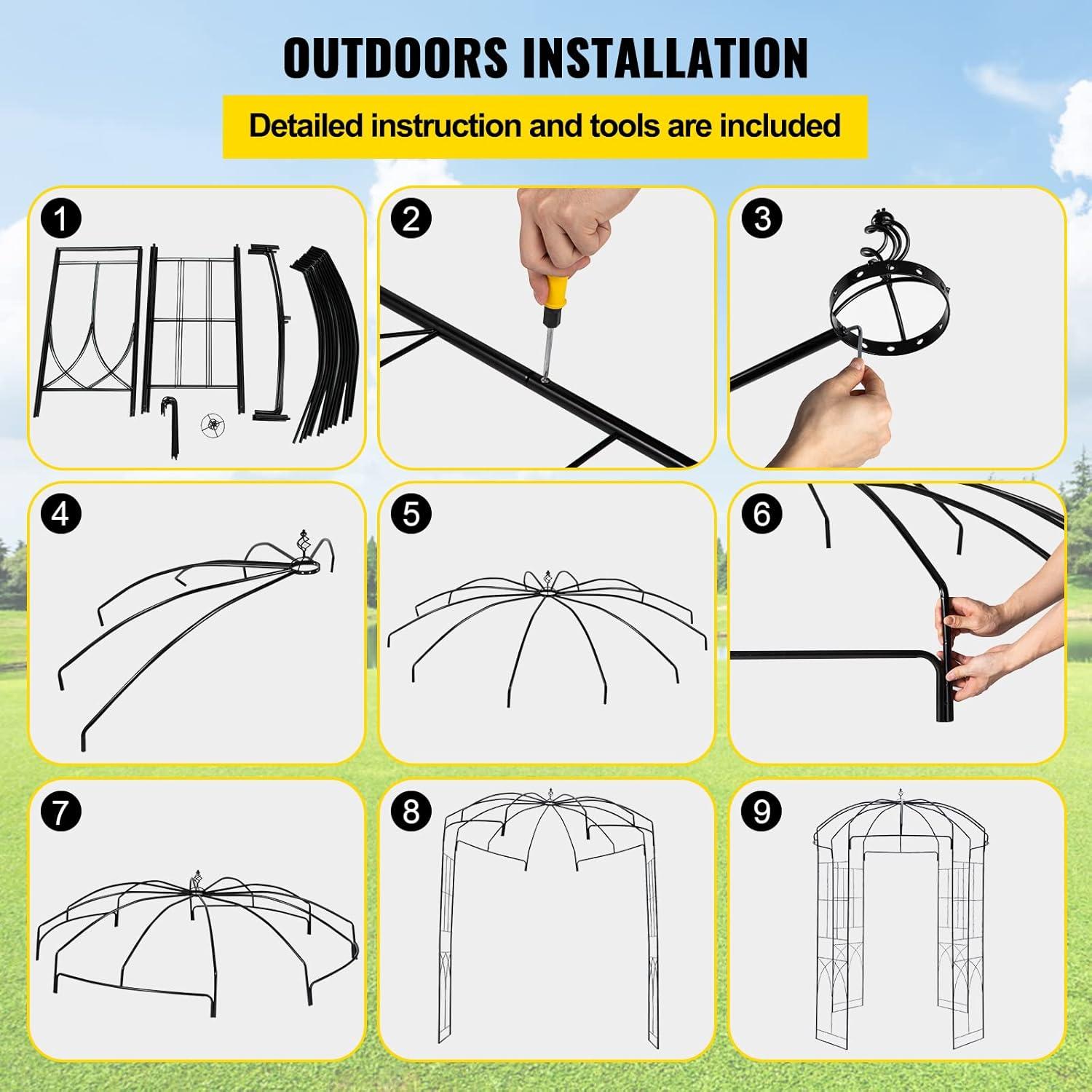 Black Wrought Iron Birdcage Garden Arbor Trellis