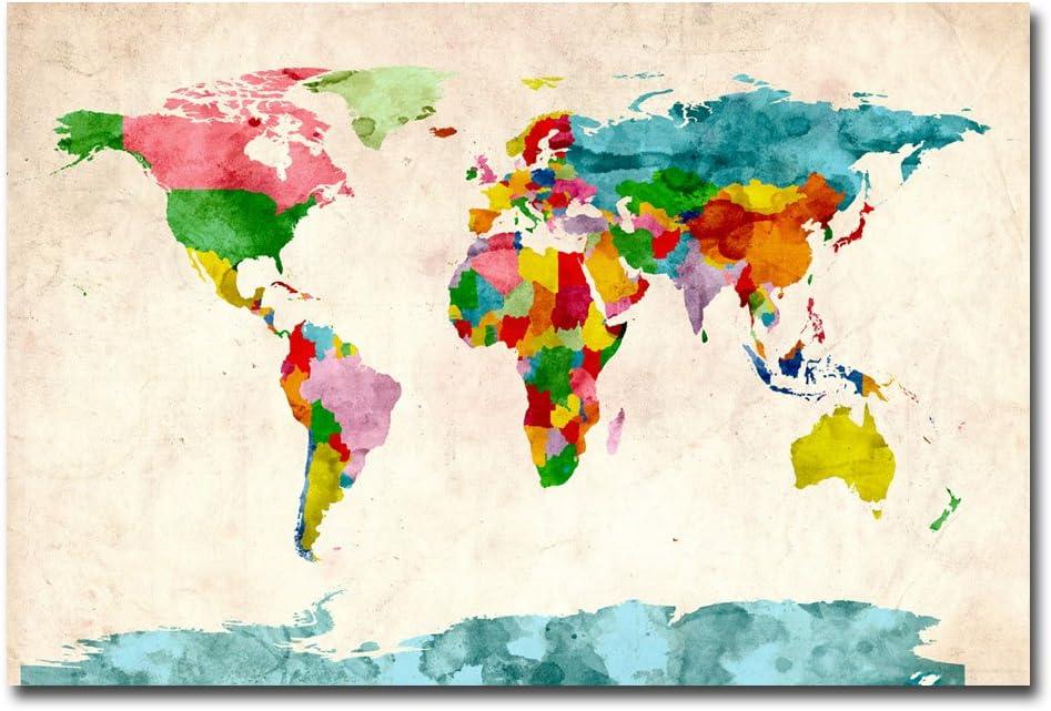 " Watercolor World Map " by Michael Tompsett