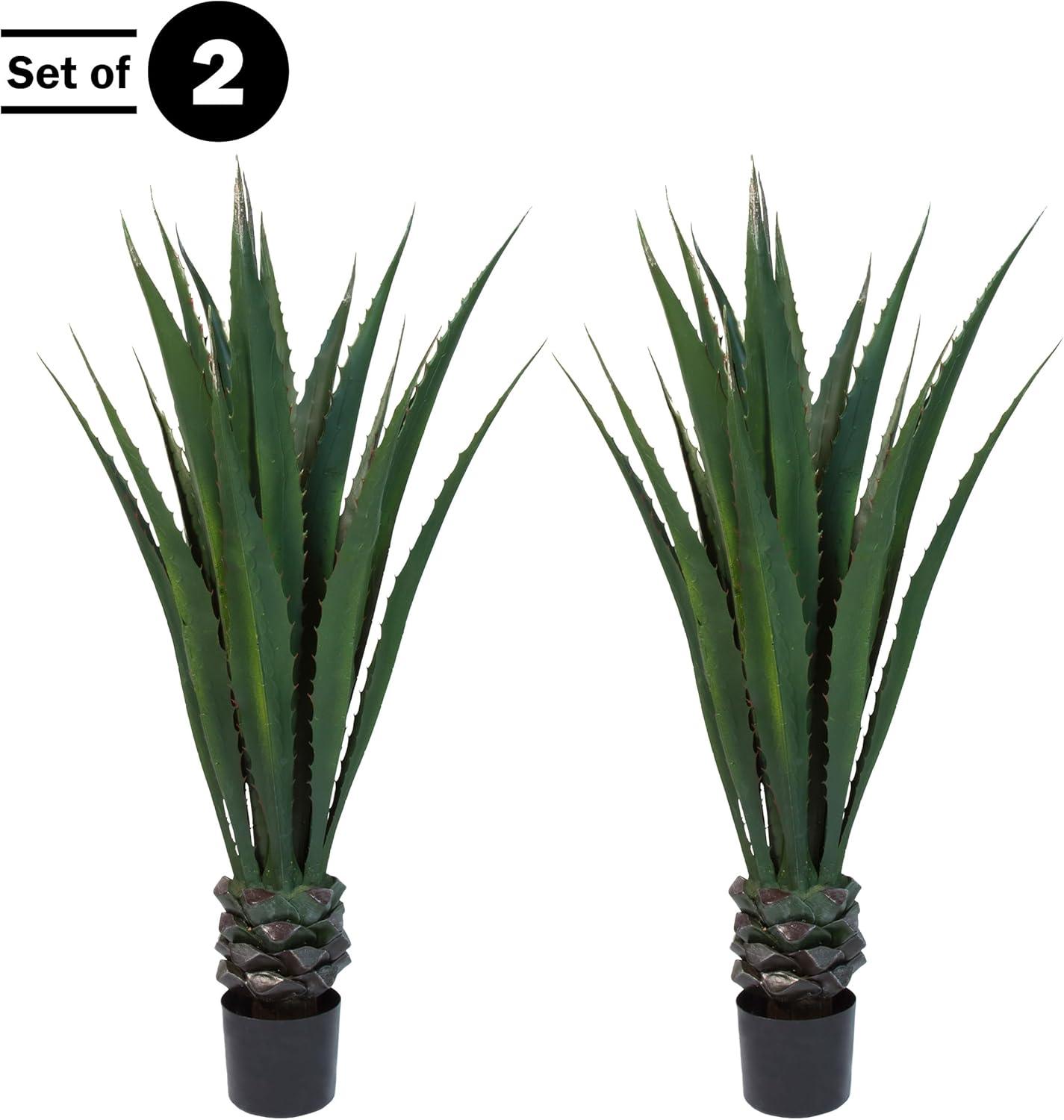 Pure Garden Set of Two 52-Inch Giant Agave Faux Plants with Pots