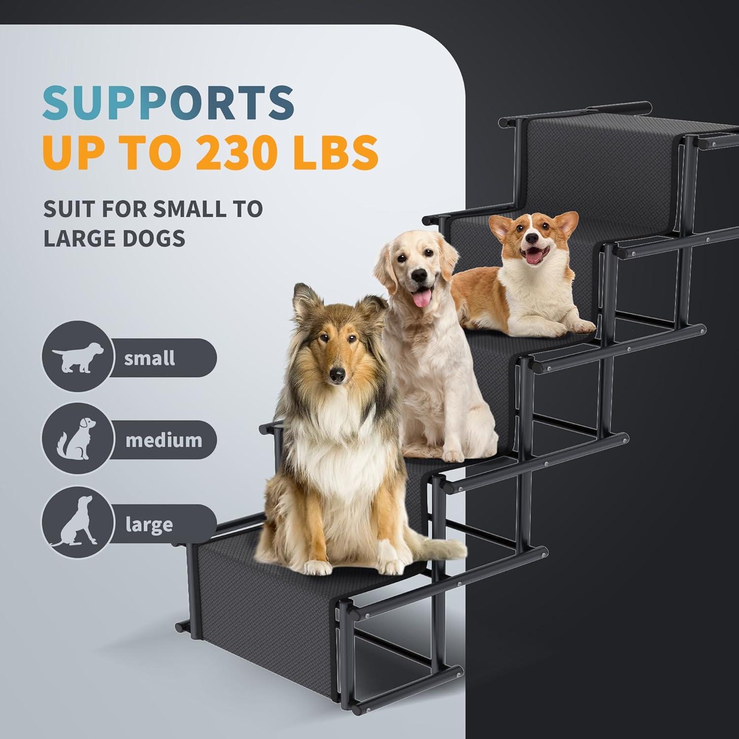Dog Car Ramp, Portable Dog Steps Ladder, Foldable Dog Stairs With Non-Slip Surface