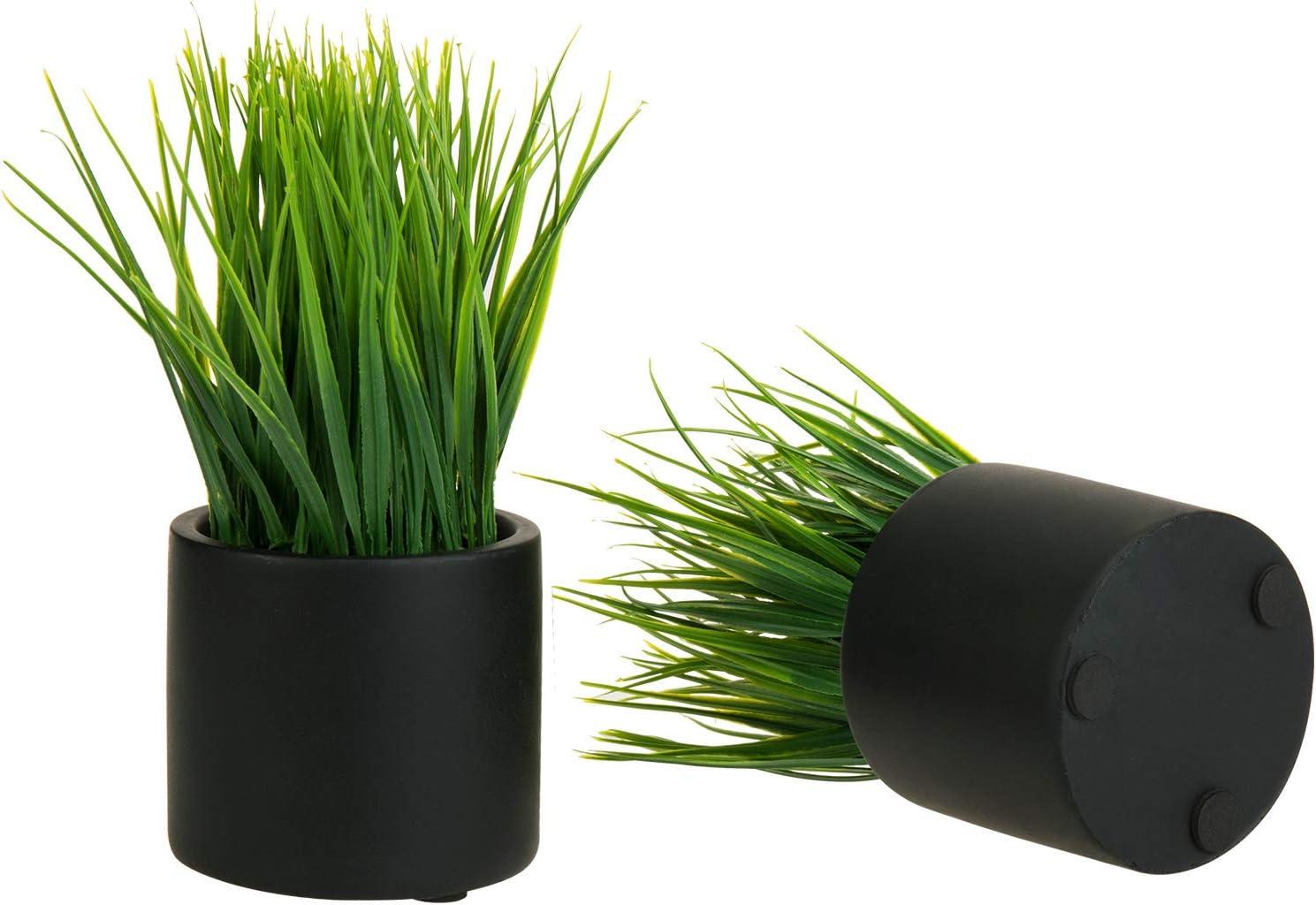 7.87'' Faux Grass in Cement Pot