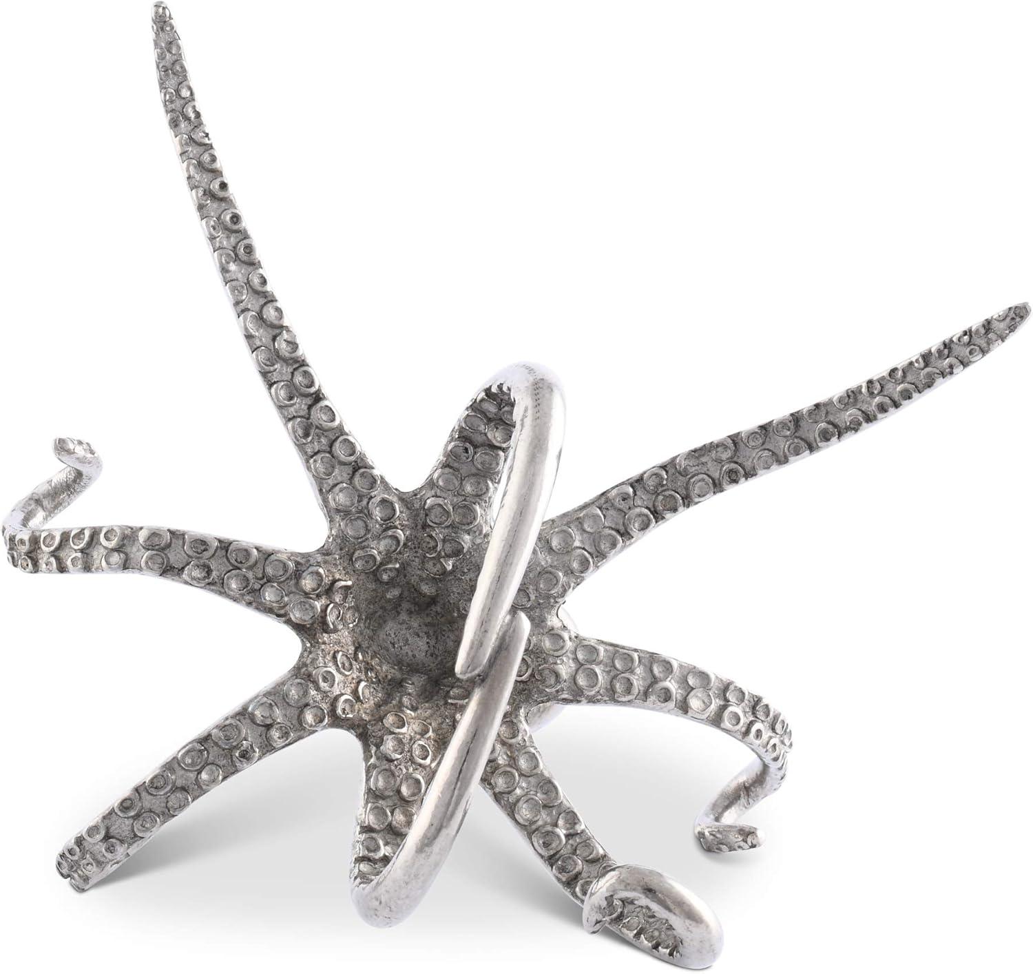 Pewter Octopus Coastal Napkin Ring with Intricate Details