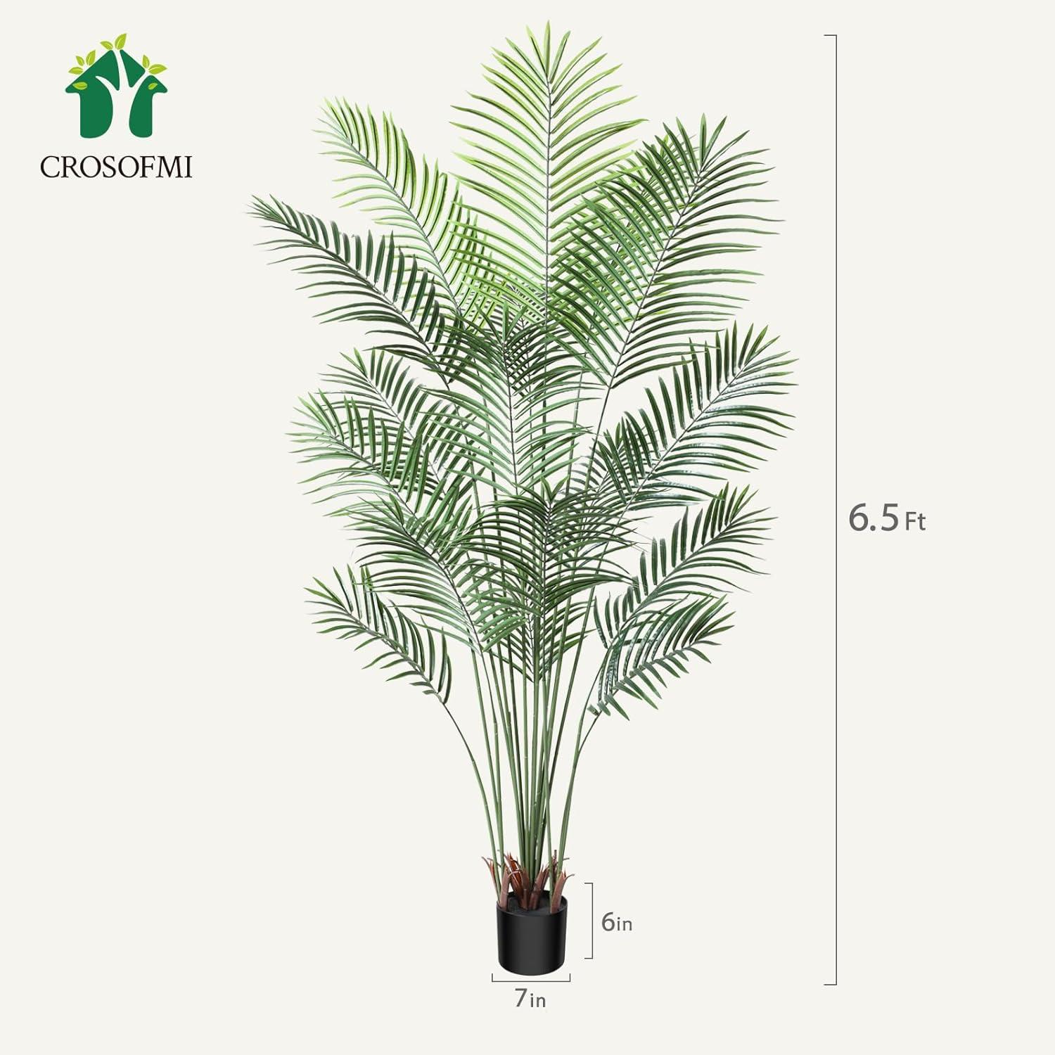 Artificial Areca Palm Plant 5Ft Fake Tropical Palm Tree, Perfect Faux Dypsis Lutescens Plants in Pot for Indoor Outdoor House Home Office Garden Modern Decoration Housewarming Gift,1Pcs