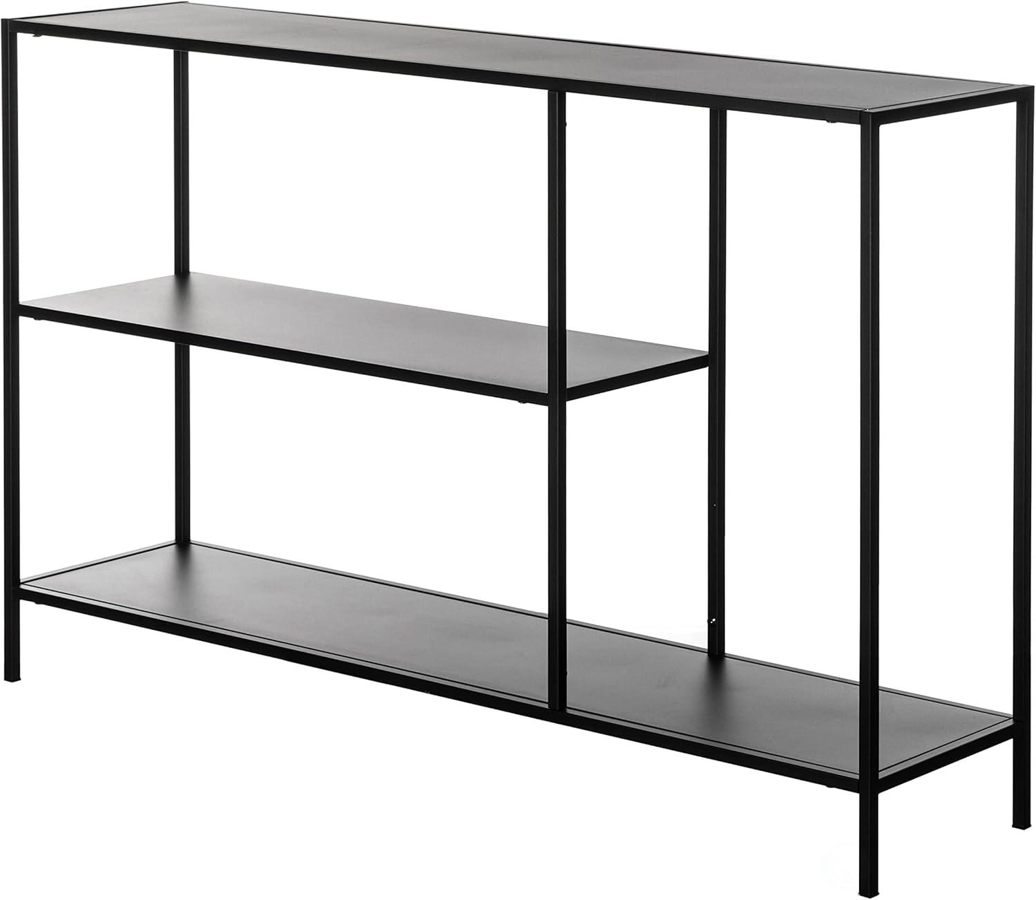 Fabulaxe Modern Display Metal Console Table with Open Shelfs, for Dining, Entryway and Hallway, Black