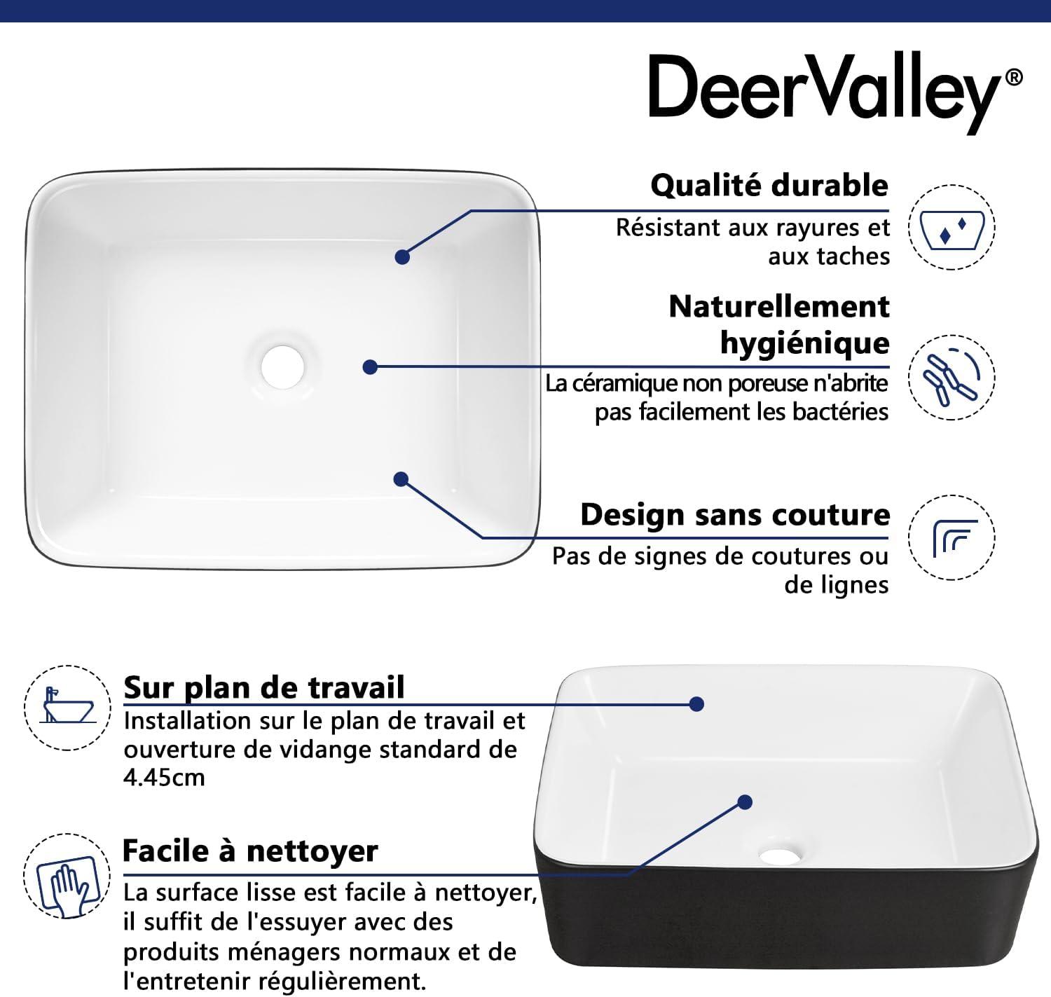 DeerValley Ally 19" x 15" Vitreous China Rectangular Bathroom Sink Vessel Sink