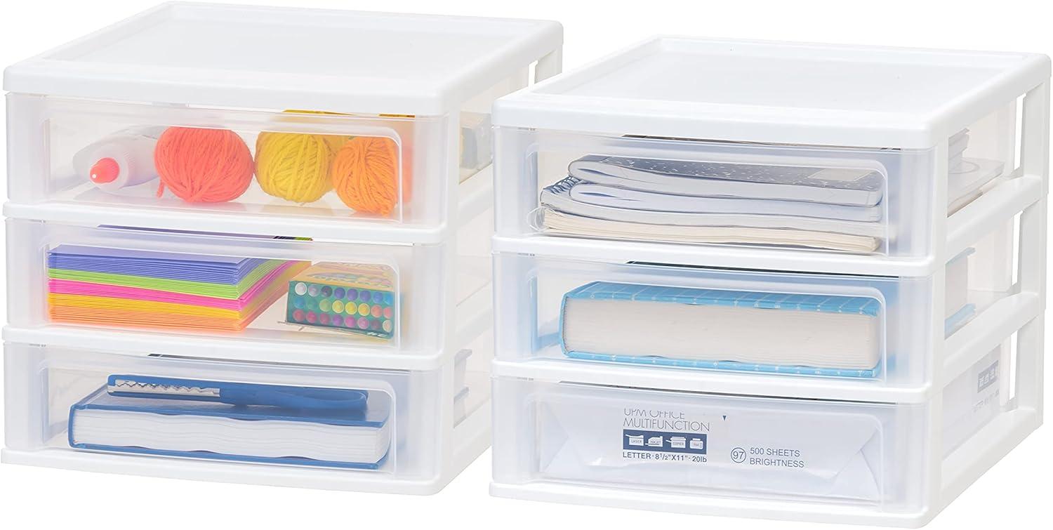 Clear Plastic 3-Drawer Desktop Organizer Set