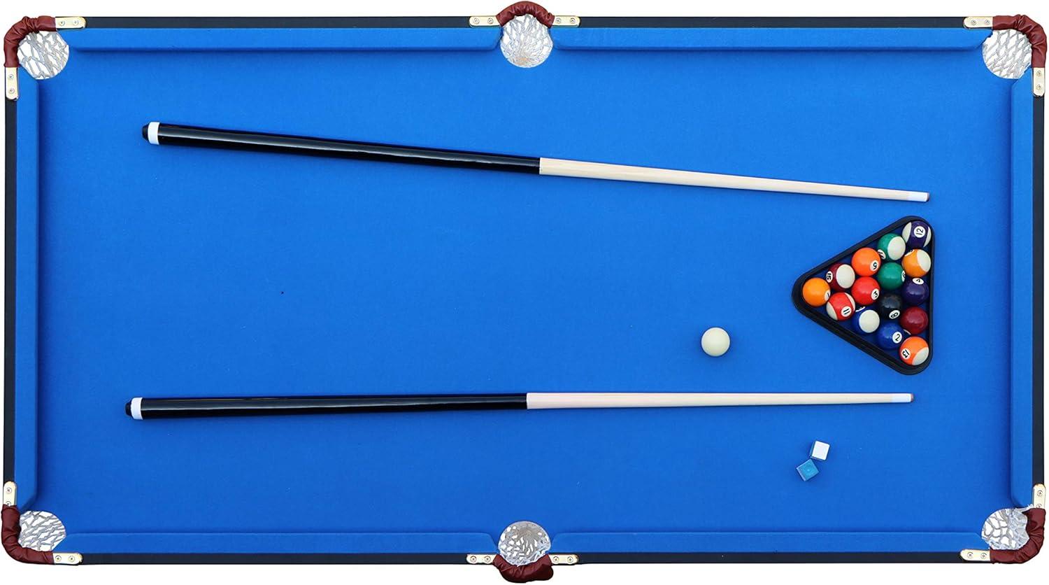 RACK Crux 55" Folding Classic Billiard Pool Table Multi Player Game, Blue