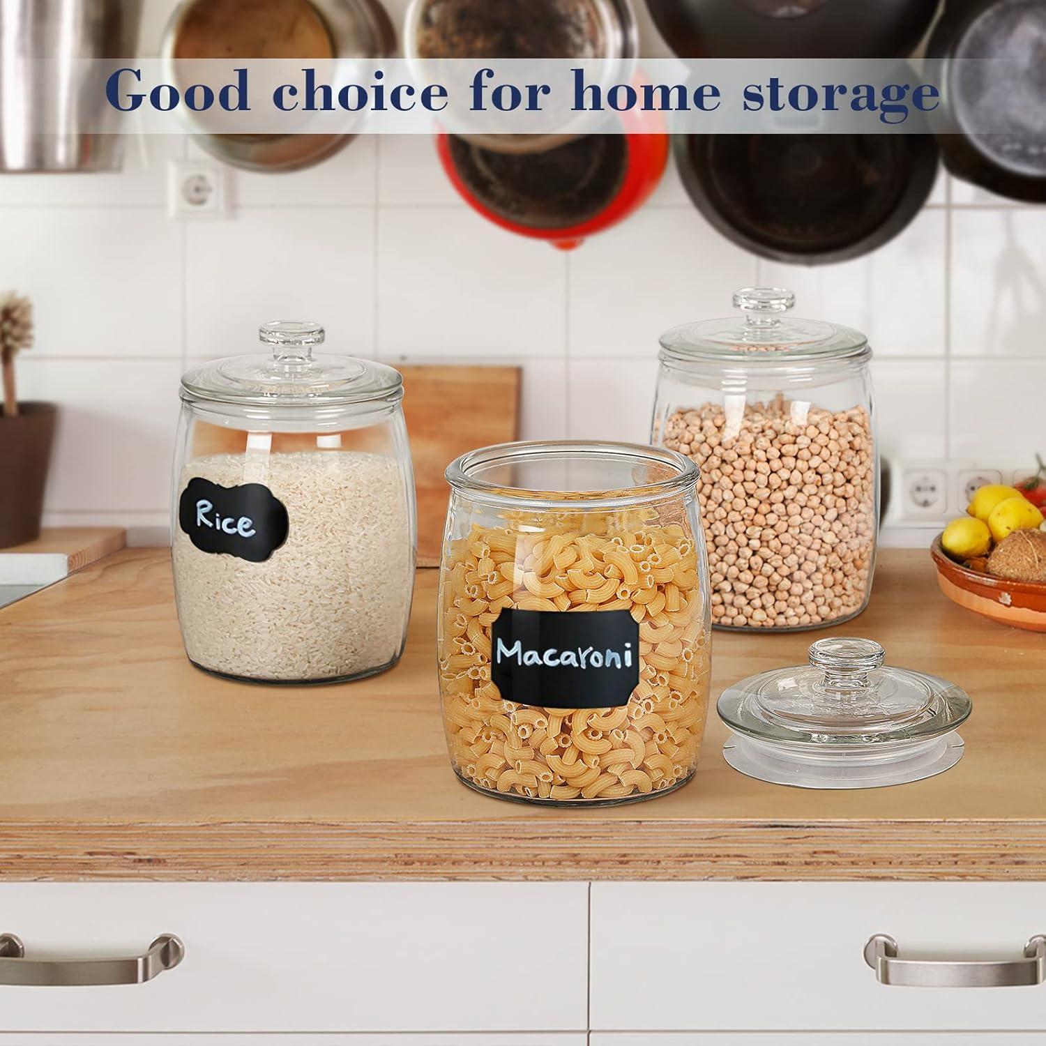 Clear Glass Cylindrical Cookie Jars Set with Snap Lids