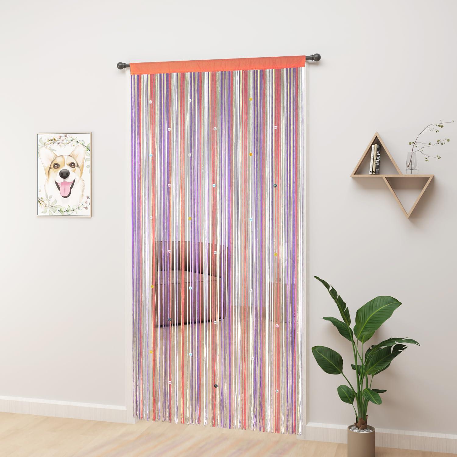 YIIBAII Beaded Curtain Beaded Curtains for Doorways Crystals Suitable for Interior Decoration and Partitions Hippy Closet Curtains (Rainbow, 39"x79")