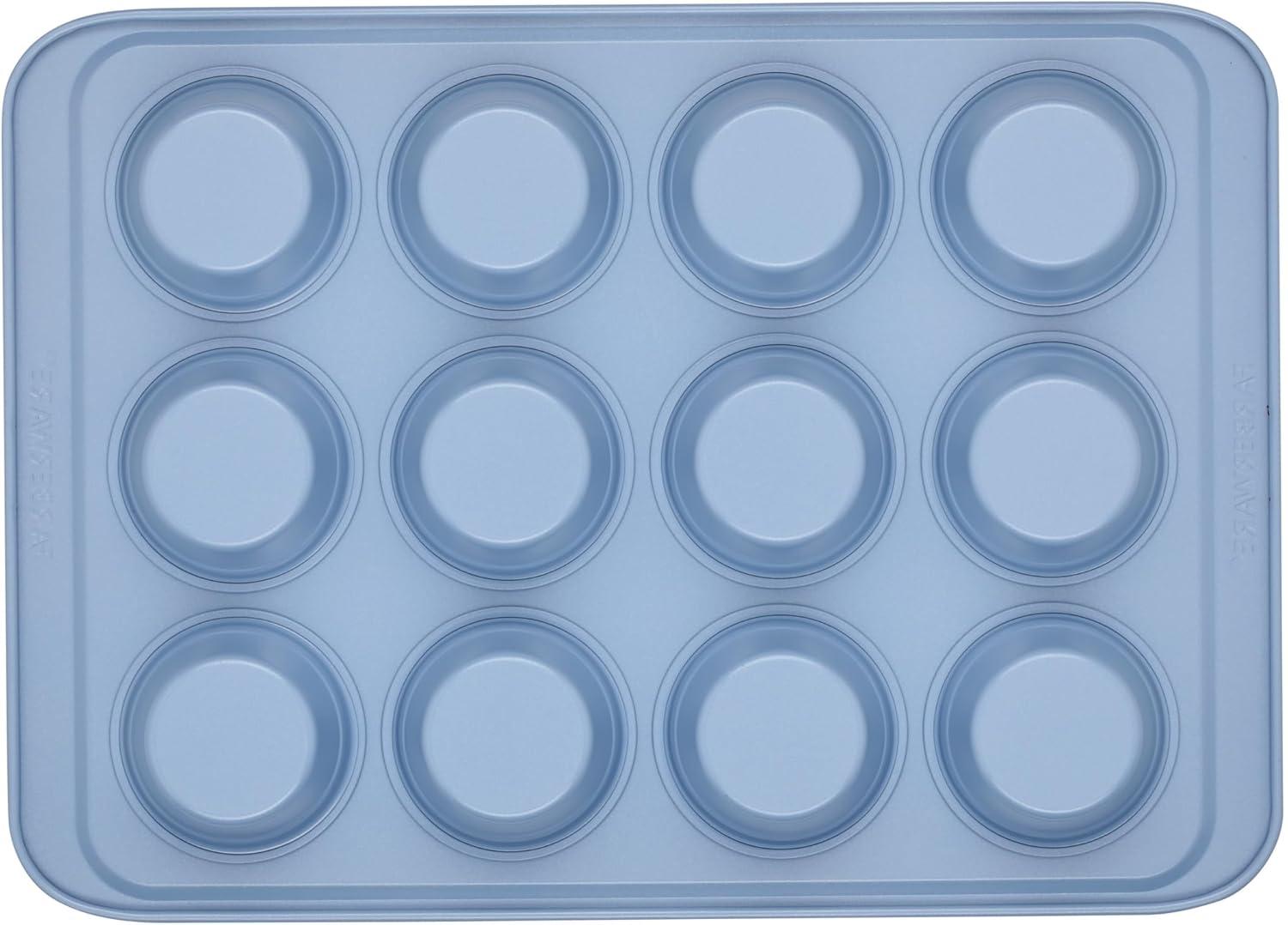 Farberware Easy Solutions Nonstick Bakeware 12-Cup Muffin Pan, Blue