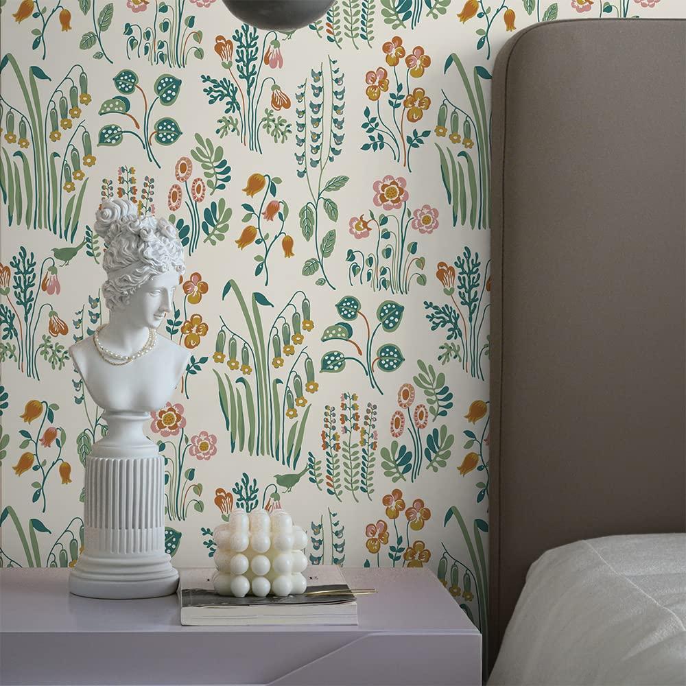 Multicolor Floral Self-Adhesive Removable Peel and Stick Wallpaper