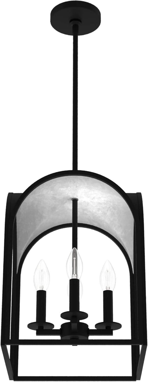 12" 4-Light Dukestown Natural Black Iron and Leaf Lantern Pendant Ceiling Light - Hunter Fan