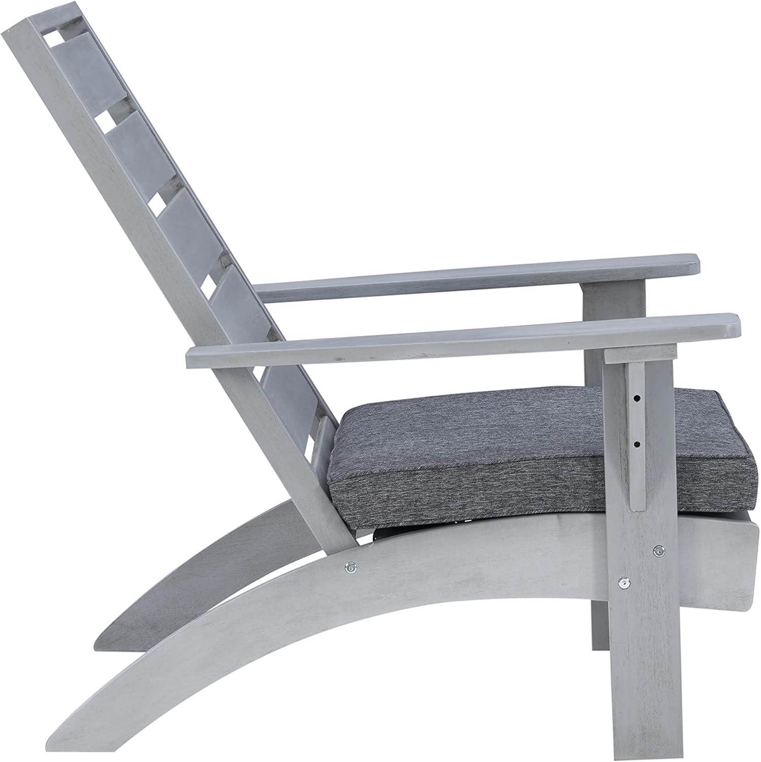 Rockport Outdoor Acacia Wood Chair with Cushion Gray - Linon