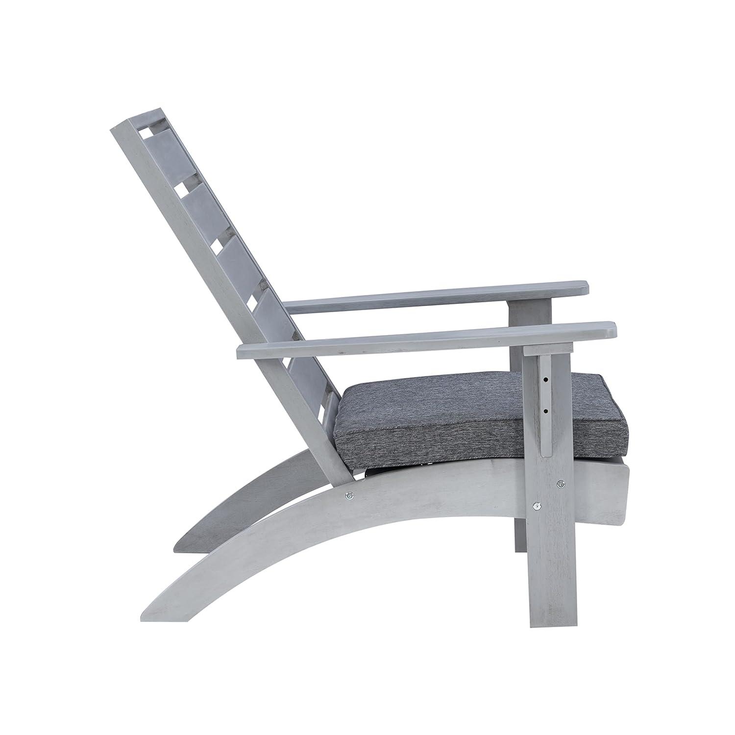 Rockport Outdoor Acacia Wood Chair with Cushion Gray - Linon