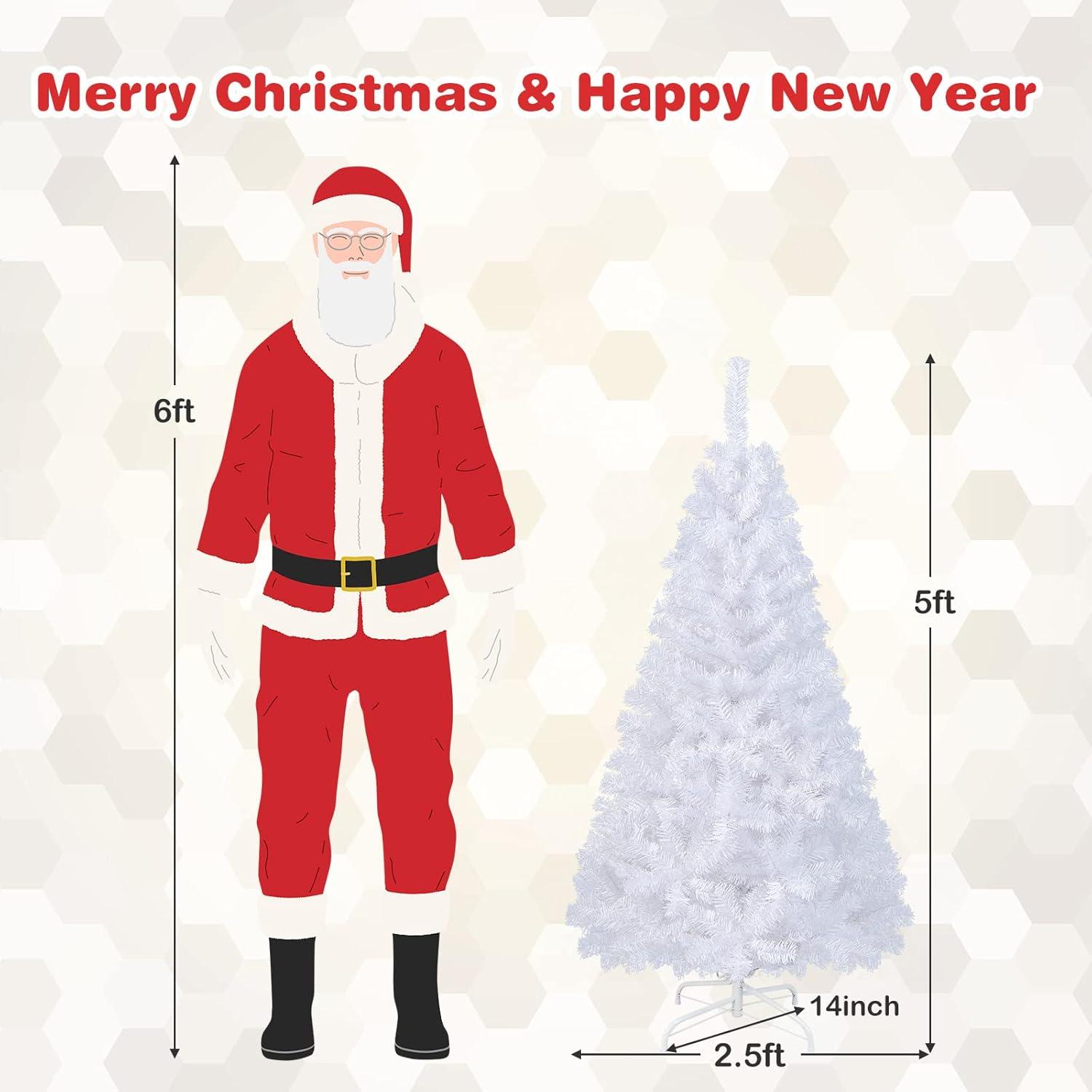 GVN Christmas Tree,Tree Christmas,Xmas Tree,5 ft White Artificial PVC Christmas Tree