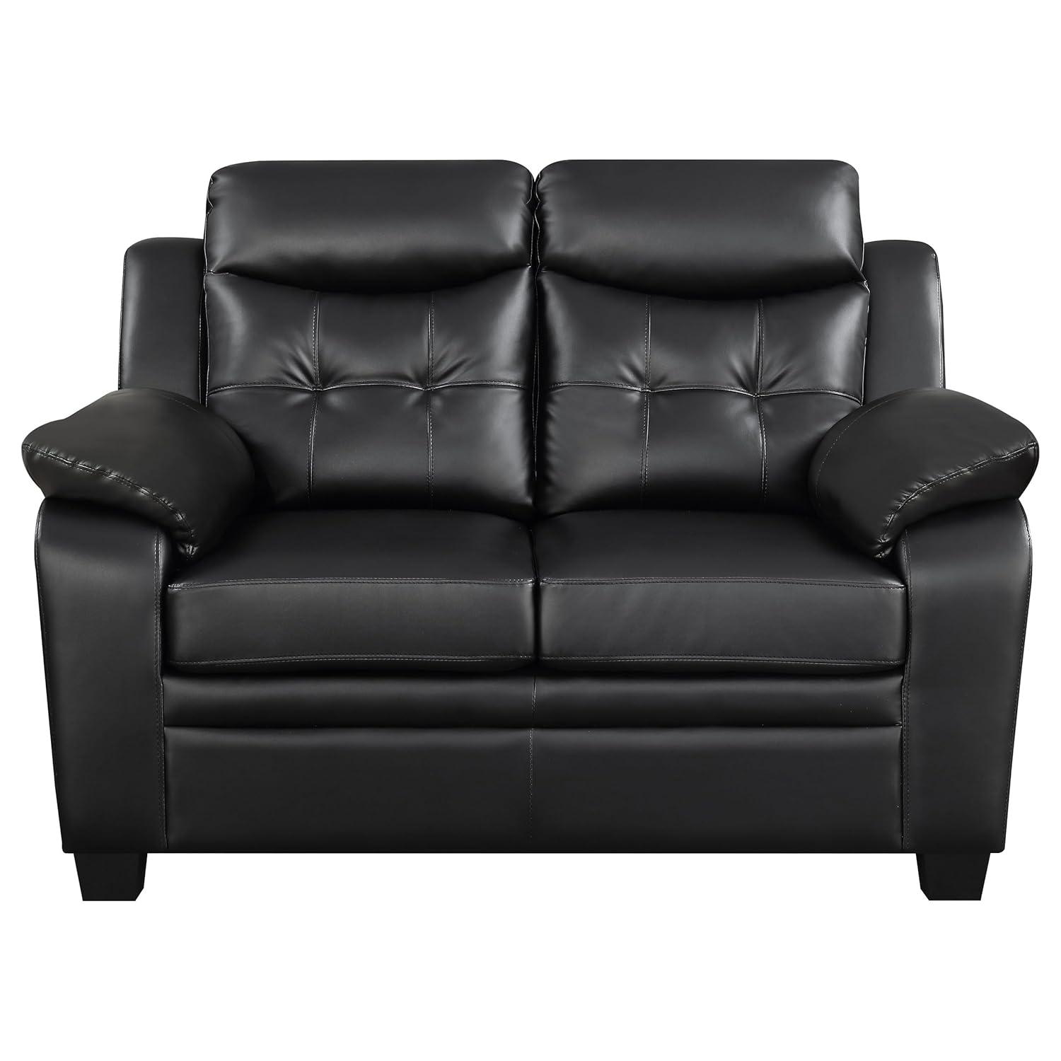 Coaster Leather Sofa Black Finish 506551