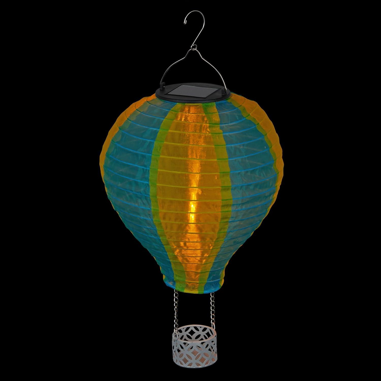 13"H Solar Hot Air Balloon with Flame LED Lights