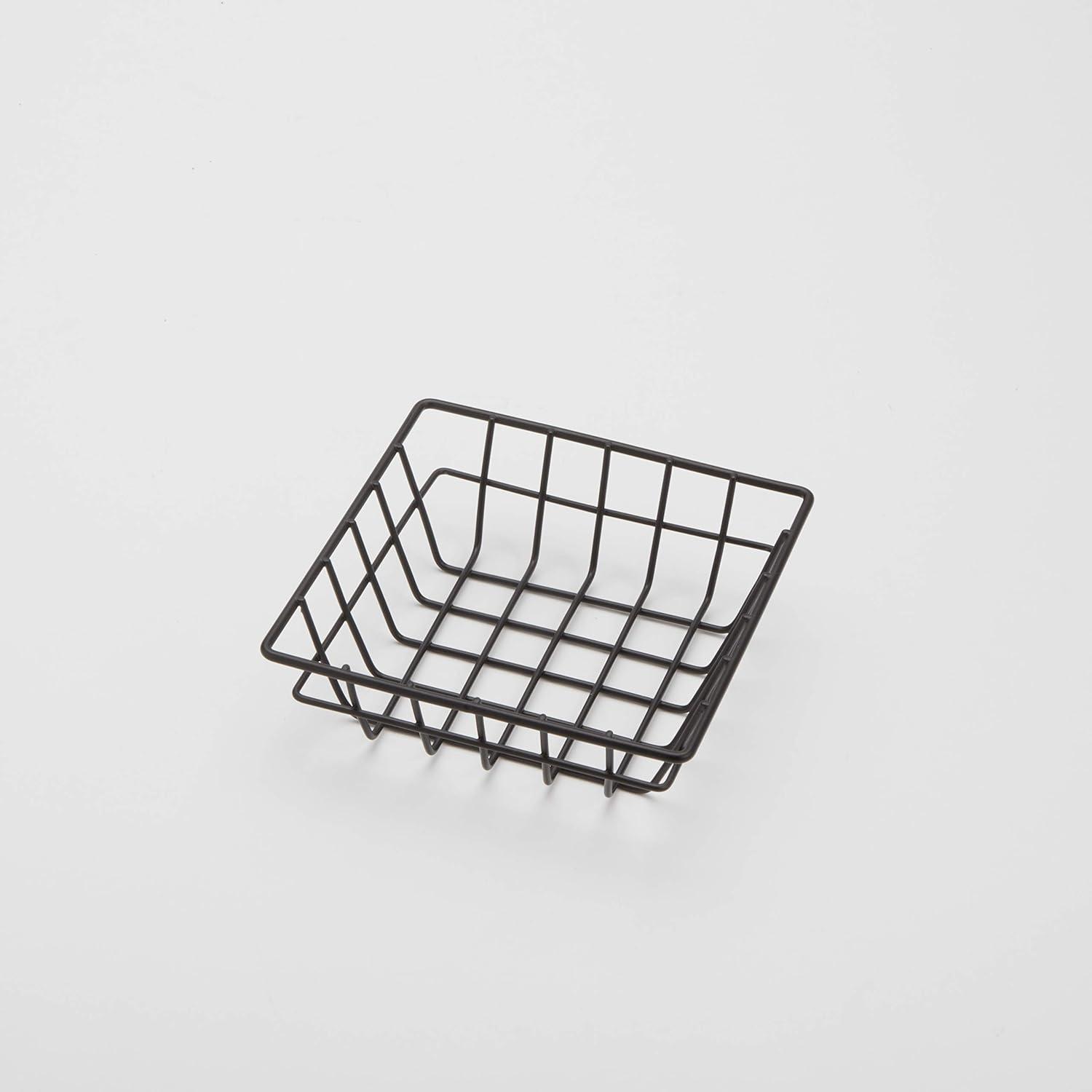 Black Metal Square Wire Grid Storage Basket