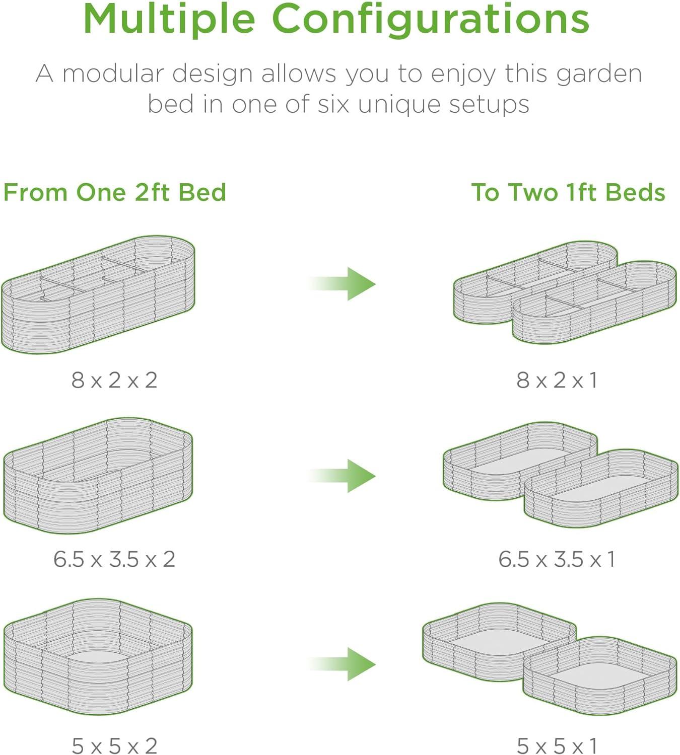 Best Choice Products 8x2x2ft Metal Raised Garden Bed, Oval Outdoor Planter Box w/ 4 Support Bars - Taupe