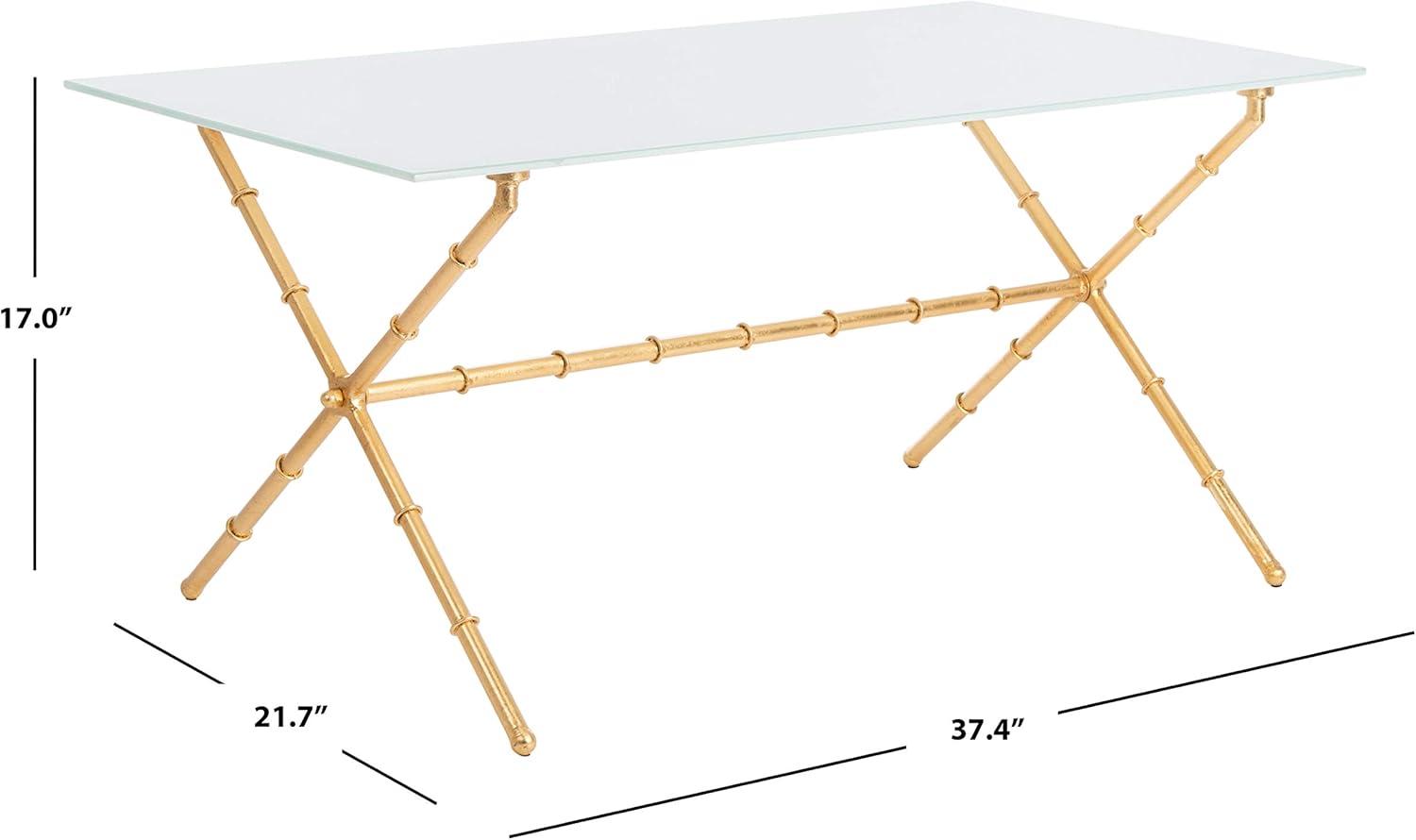 Brogen Coffee Table - Gold/White Glass - Safavieh