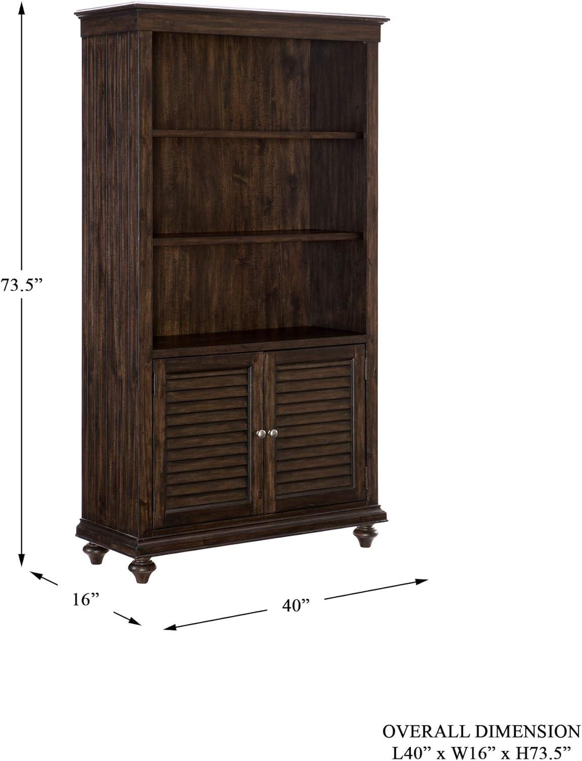 Driftwood Charcoal Acacia Wood 44" Traditional Bookcase