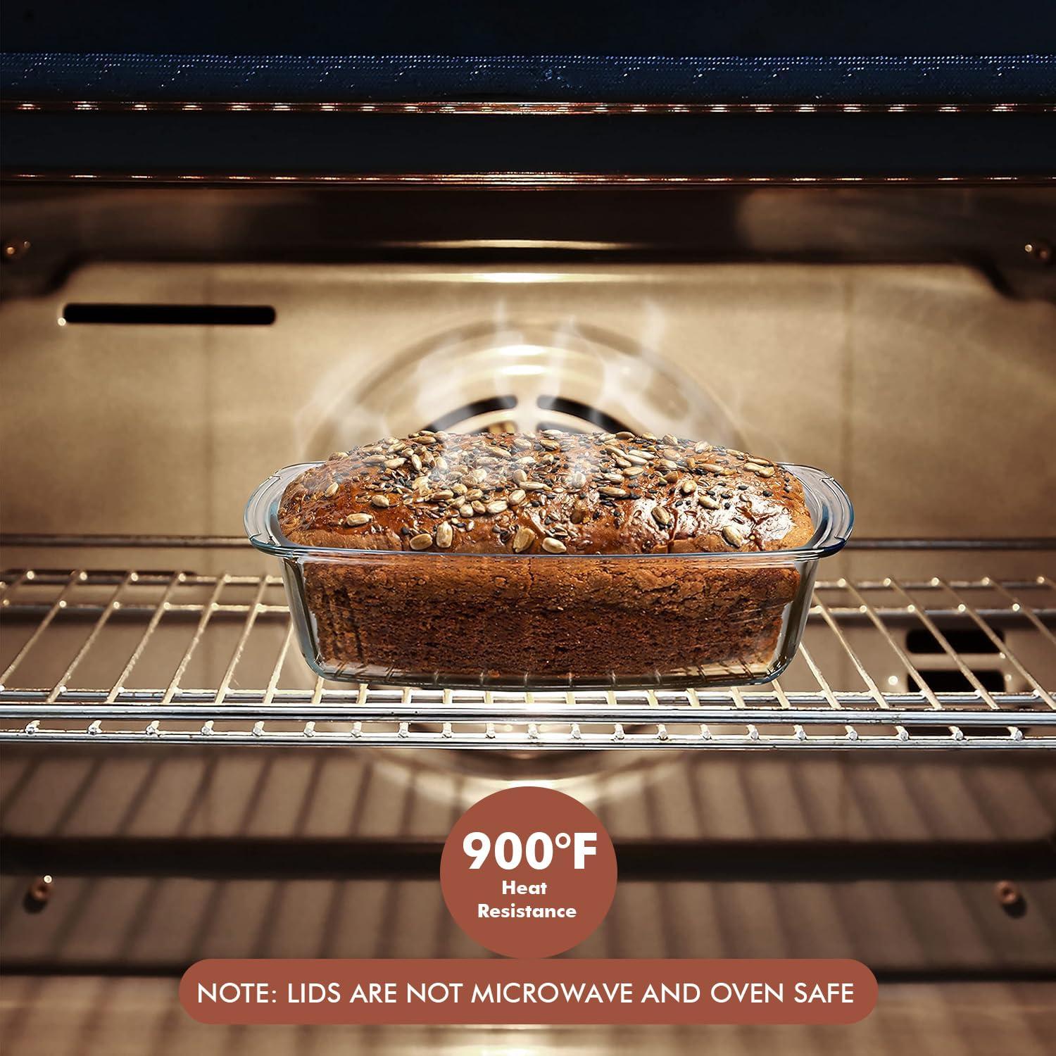Razab 1800ml Large Glass Loaf Pans with Lids (Set of 2) 10 x 5in Bread Baking Pans, Bpa Free with Easy-Grip Handles