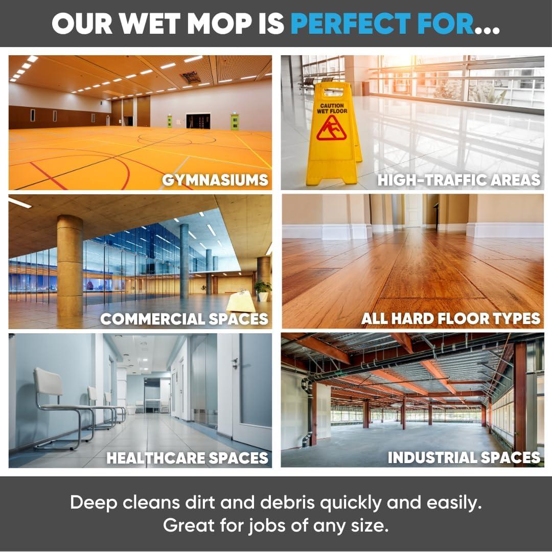 Microfiber Wholesale™ 24 inch Microfiber Mop Pads - Machine Washable, Reusable, Refills & Replacement Wet Mop Heads Compatible with Any Microfiber Flat Mop System (3 Pack)