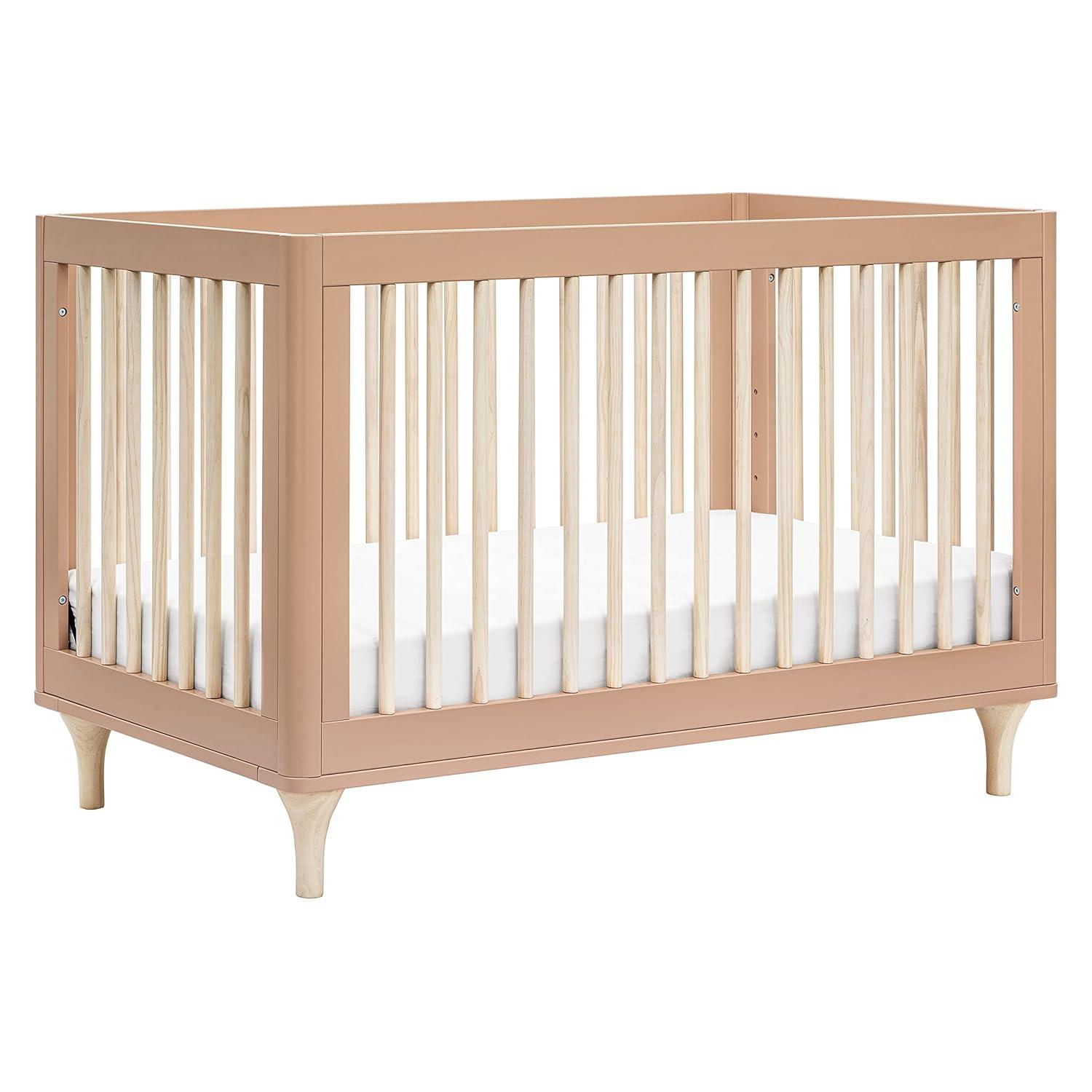Babyletto Lolly Canyon Pink & Washed Natural Wood 3-in-1 Convertible Baby Crib with Toddler Bed Conversion Kit